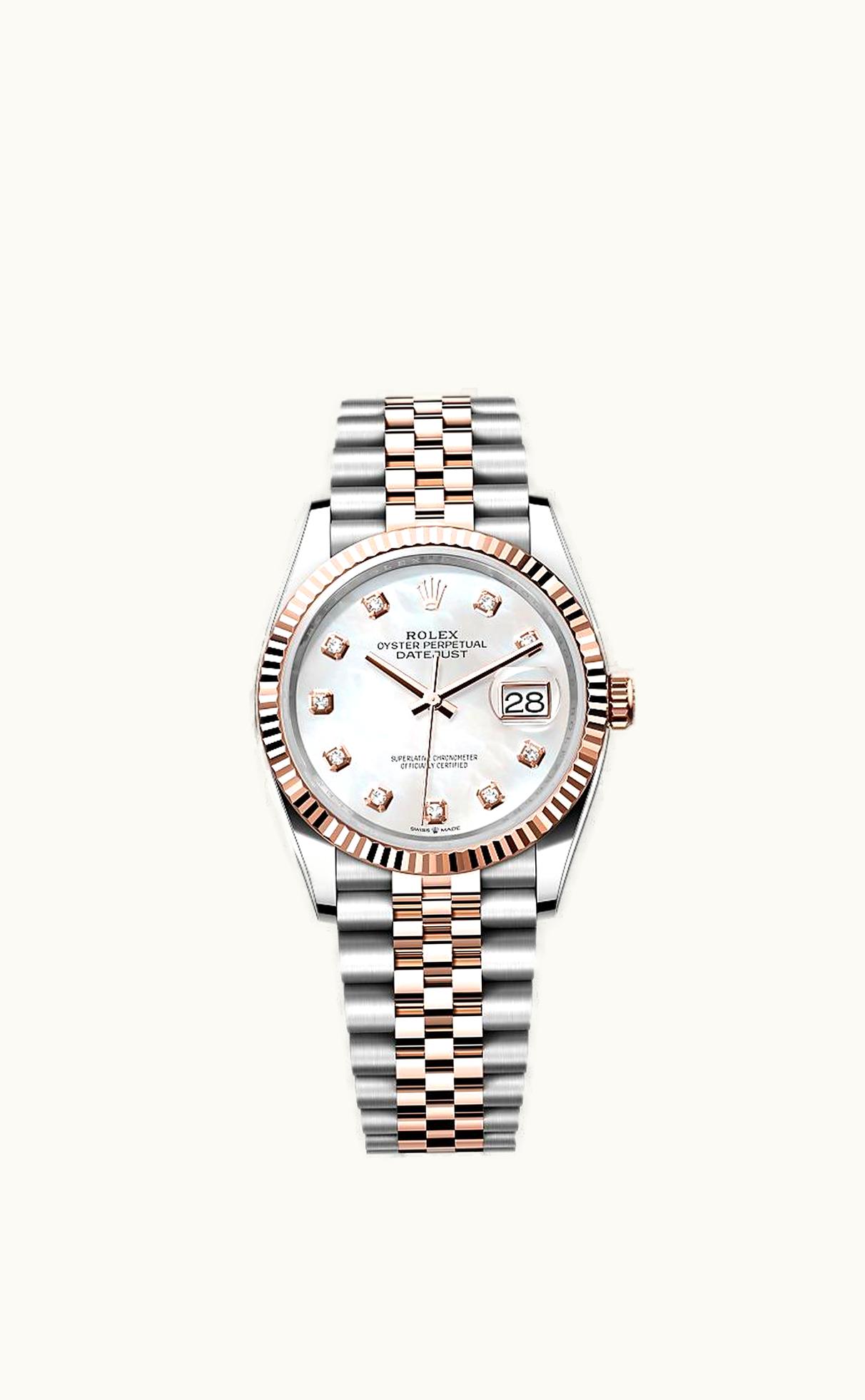 Rolex Datejust 36 Stainless Steel / Everose / Fluted / MOP Diamond / Jubilee
