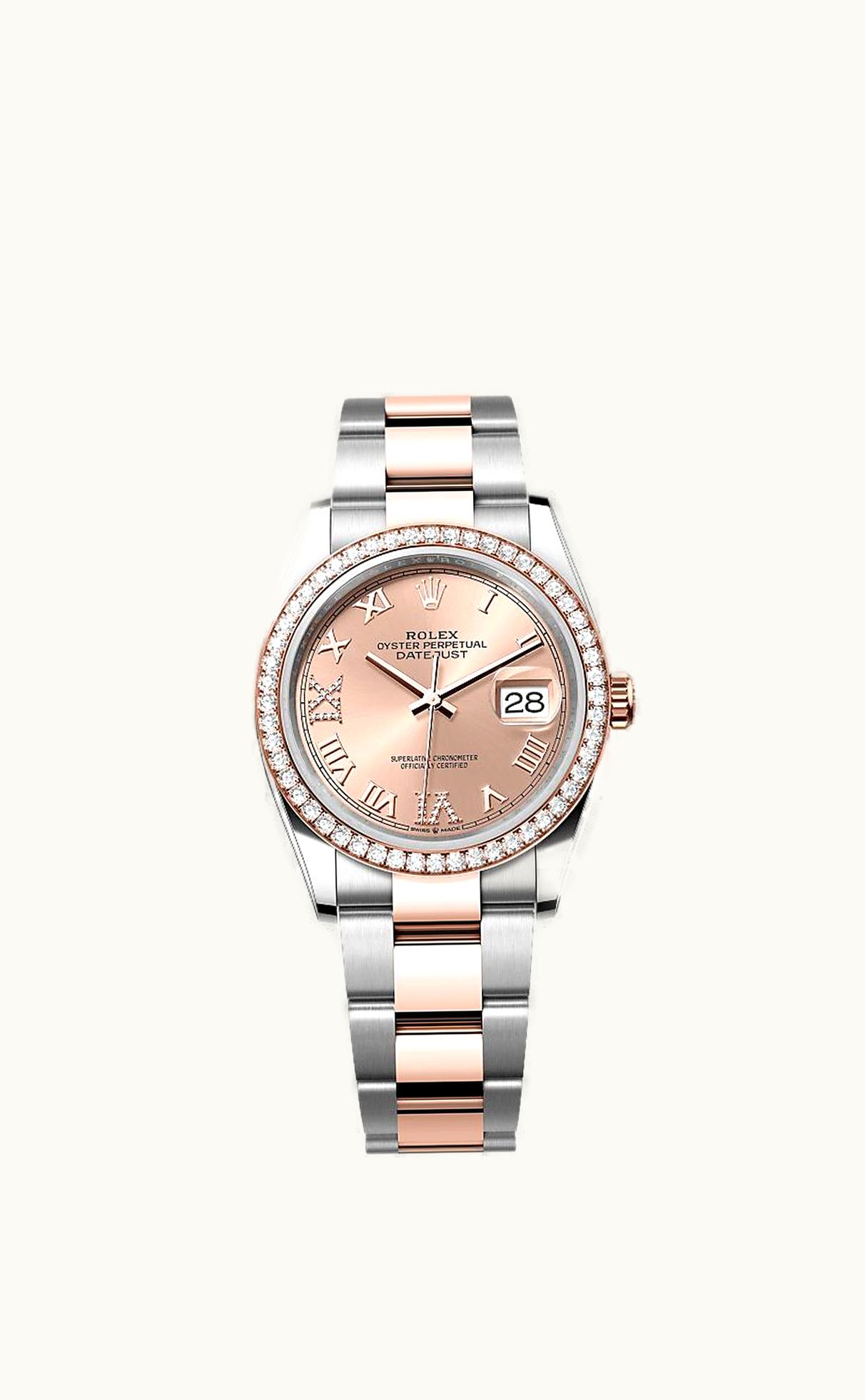 Rolex Datejust 36 Stainless Steel / Everose / Diamond / Rose Roman Diamond / Oyster