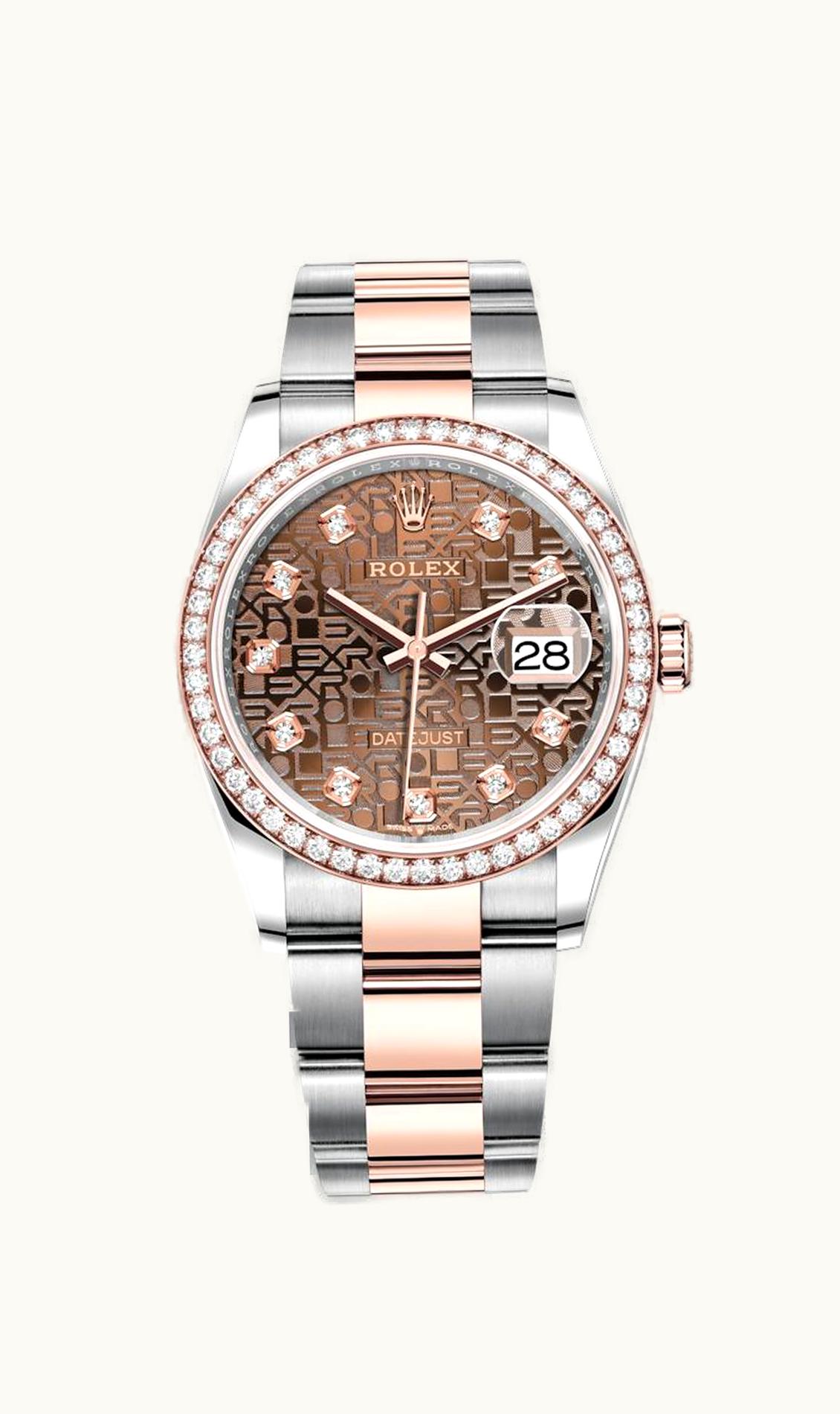 Rolex Datejust 36 Stainless Steel / Everose / Diamond / Chocolate Computer / Oyster