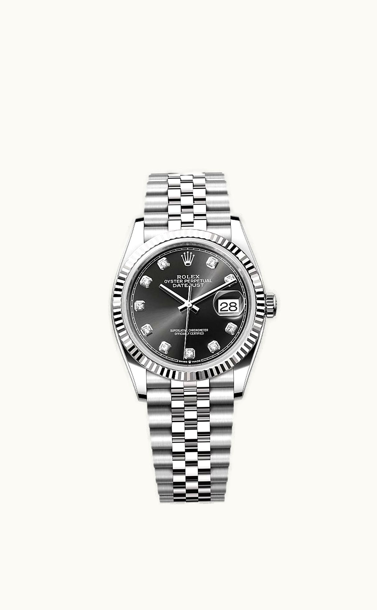 Rolex Datejust 36 Stainless Steel / Fluted / Black-Diamond / Jubilee