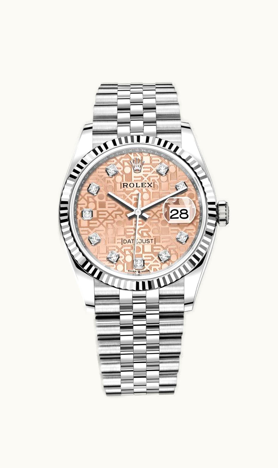 Rolex Datejust 36 Stainless Steel / Fluted / Pink Jubilee / Jubilee
