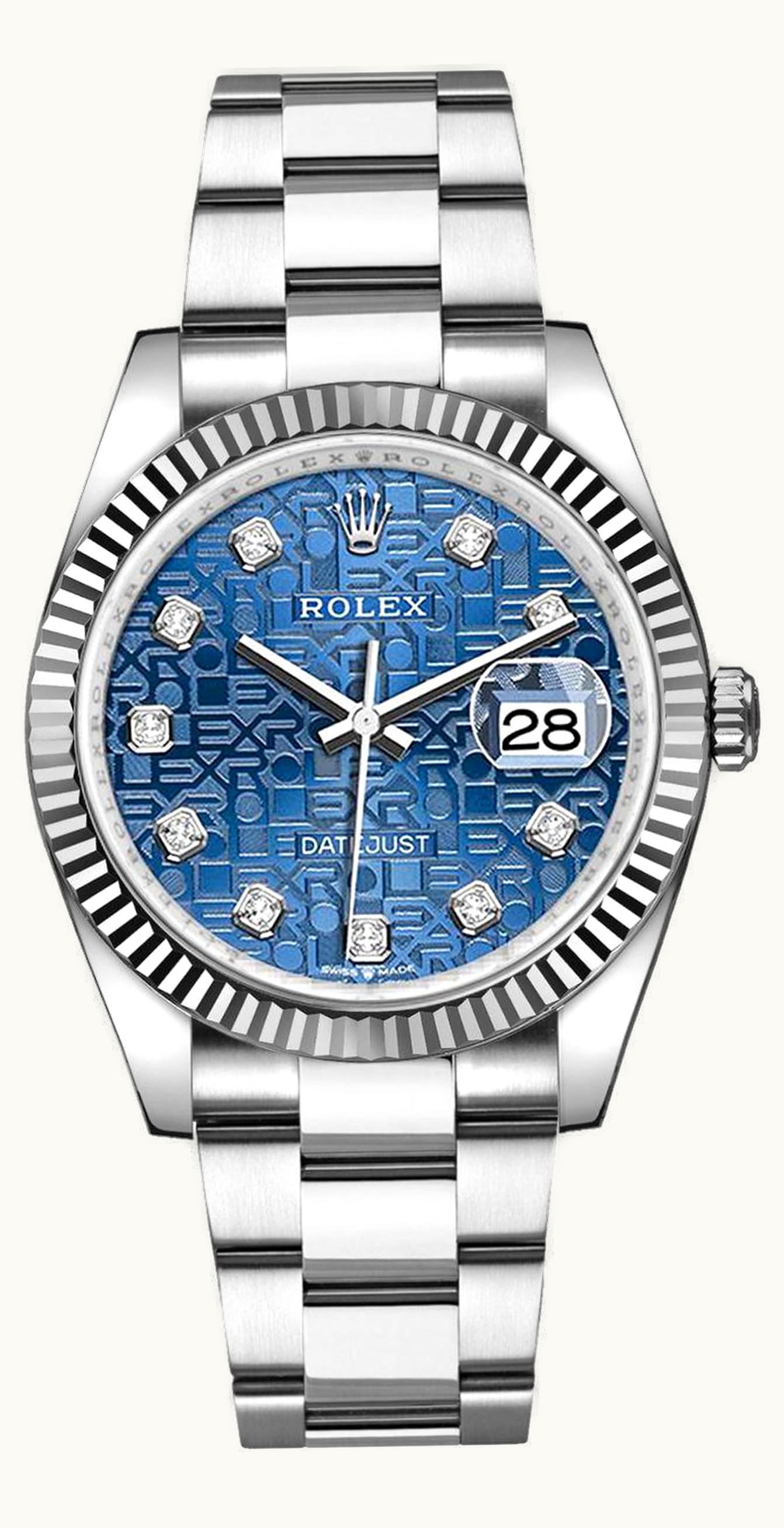 Rolex Datejust 36 Stainless Steel / Fluted / Blue Jubilee / Oyster