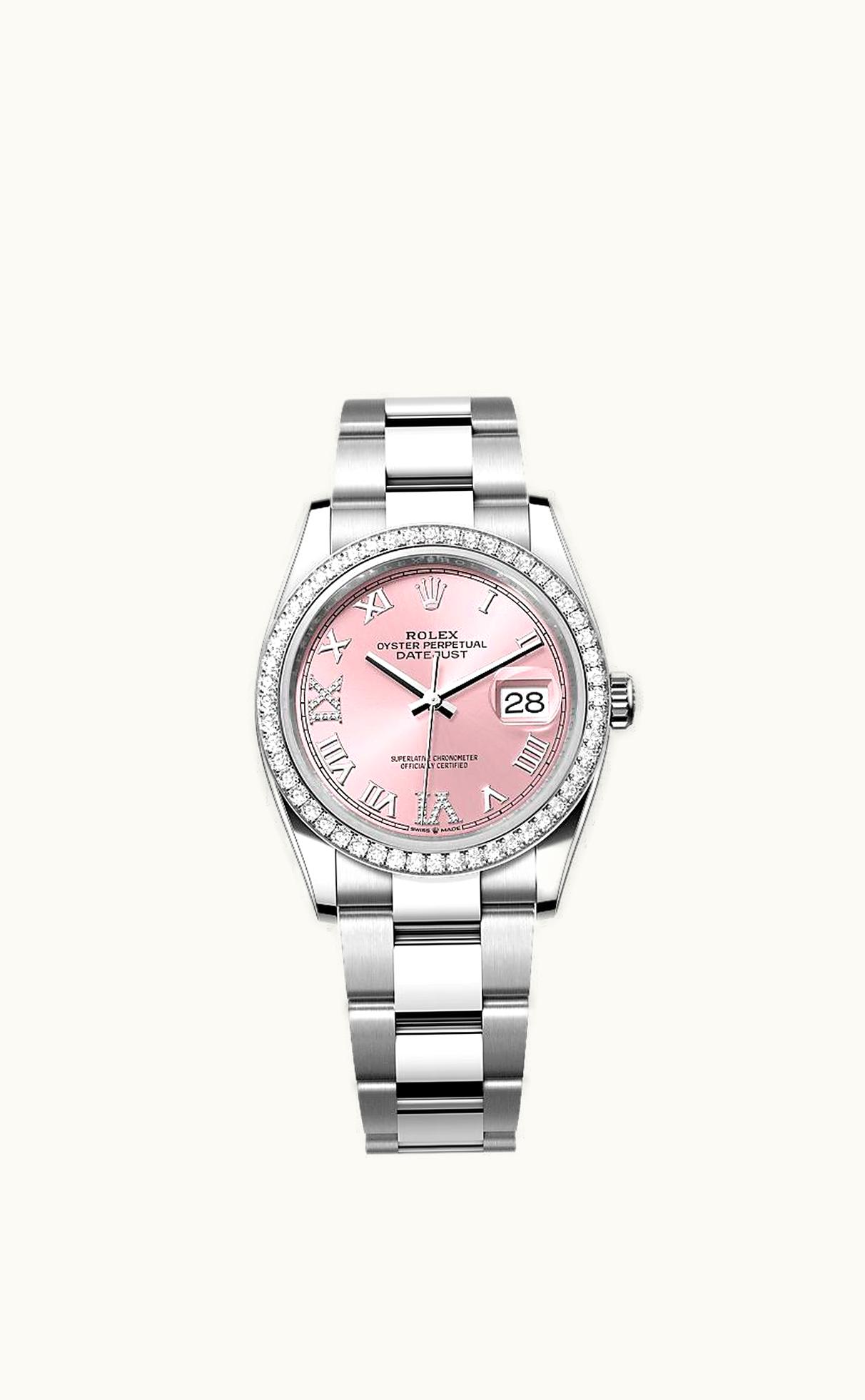 Rolex Datejust 36 Stainless Steel / Diamond / Pink Roman-Diamonds / Oyster