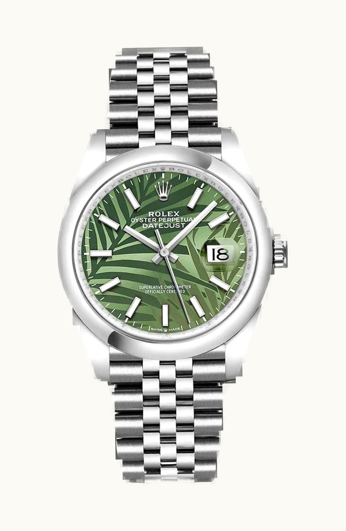Rolex Datejust 36 Stainless Steel / Domed / Green Palm / Jubilee