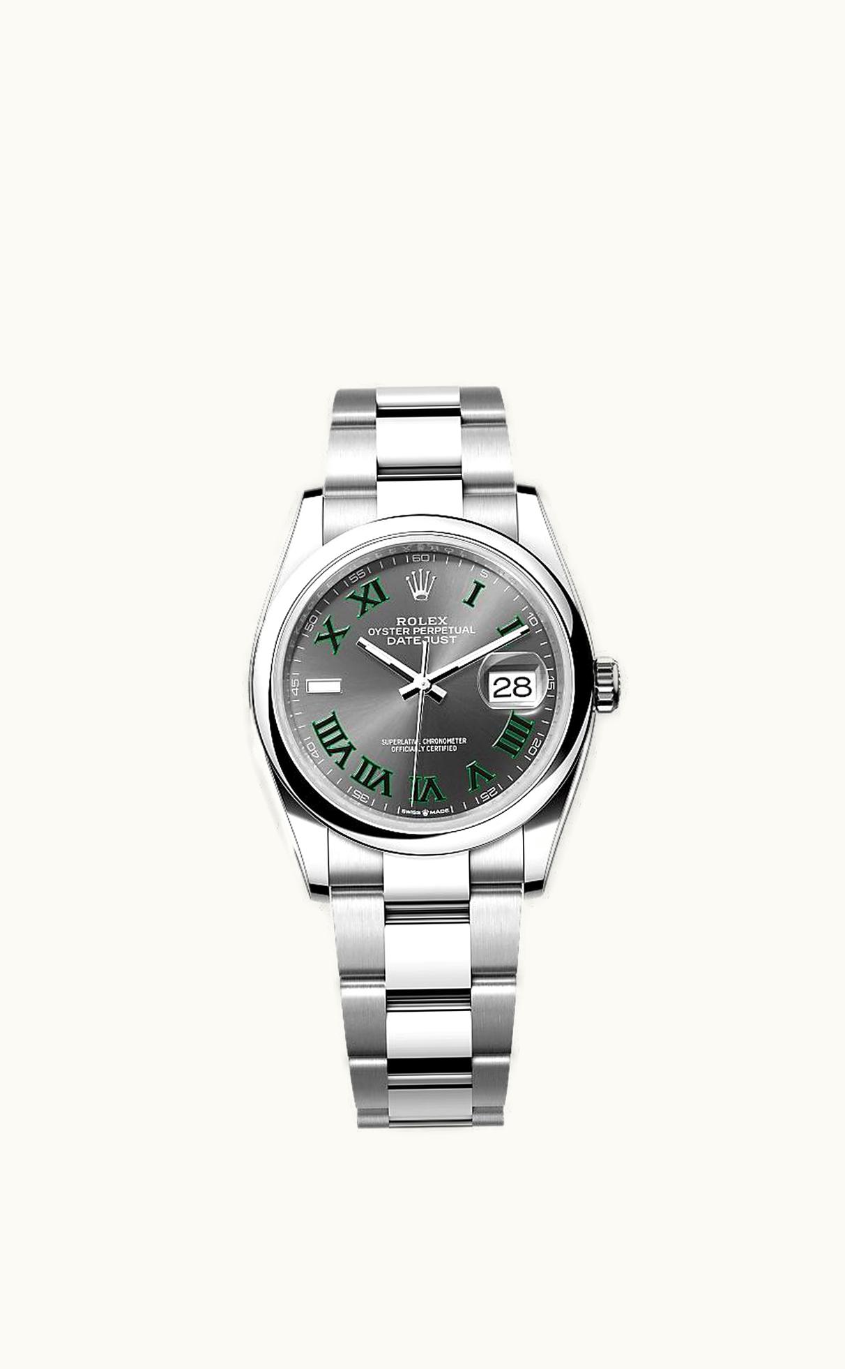 Rolex Datejust 36 Stainless Steel / Domed / Slate - Roman / Oyster