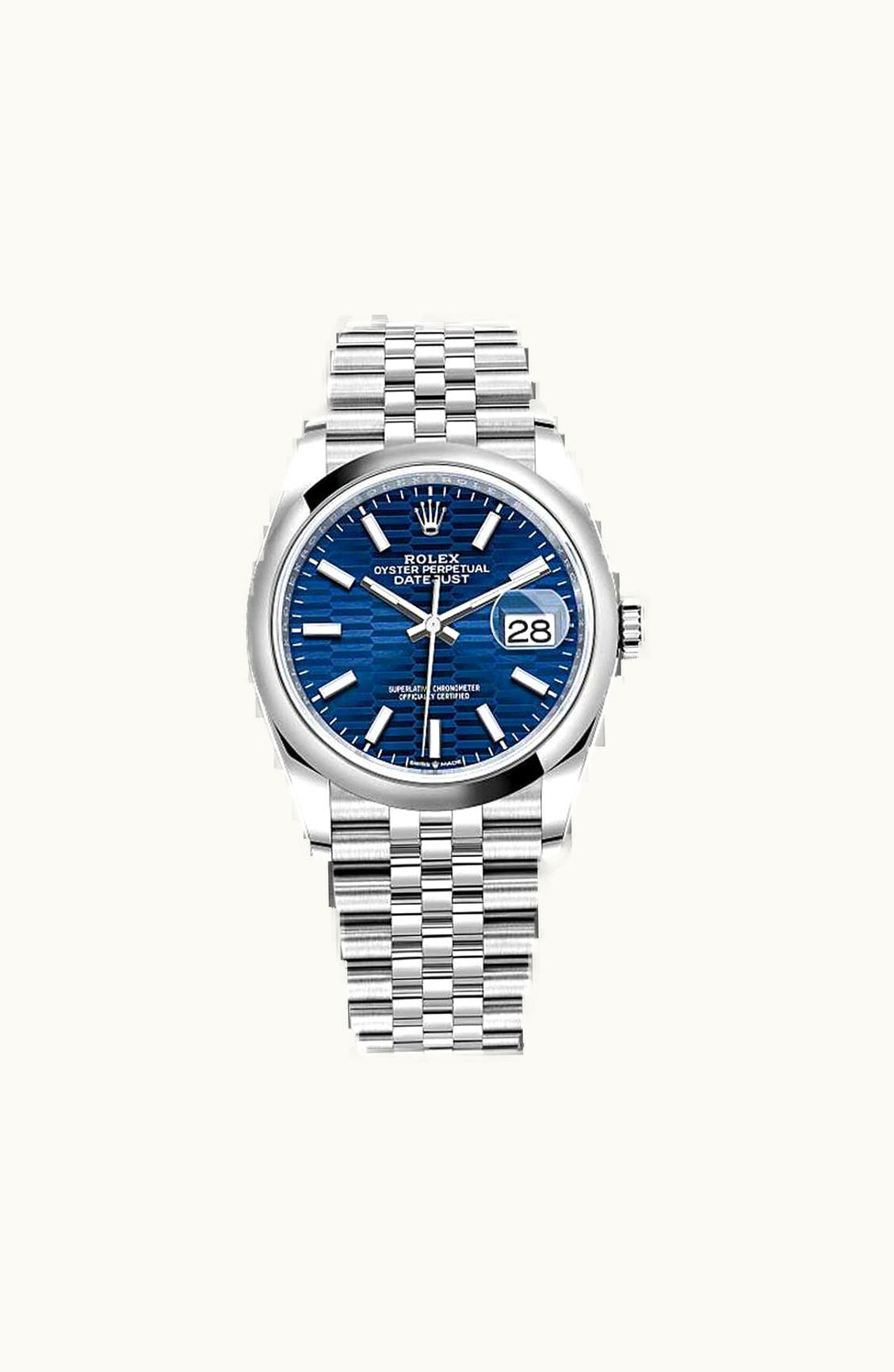 Rolex Datejust 36 Stainless Steel / Domed / Blue - Fluted / Jubilee