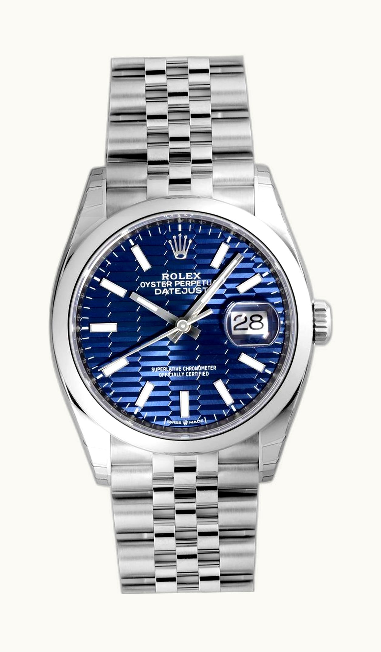 Rolex Datejust 36 Stainless Steel / Domed / Blue - Fluted / Oyster