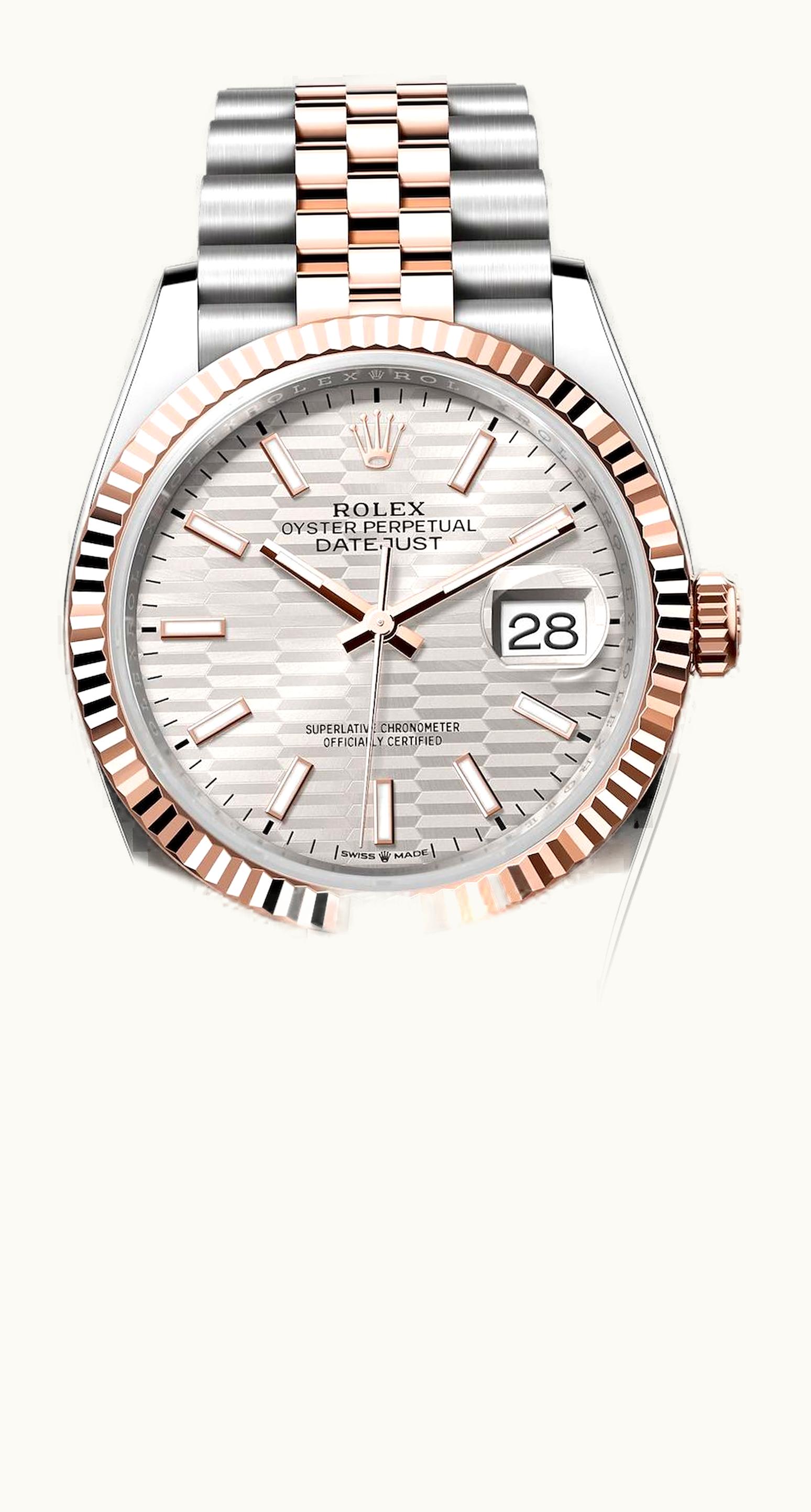 Rolex Datejust 36 Stainless Steel / Everose / Fluted / Silver - Fluted / Jubilee