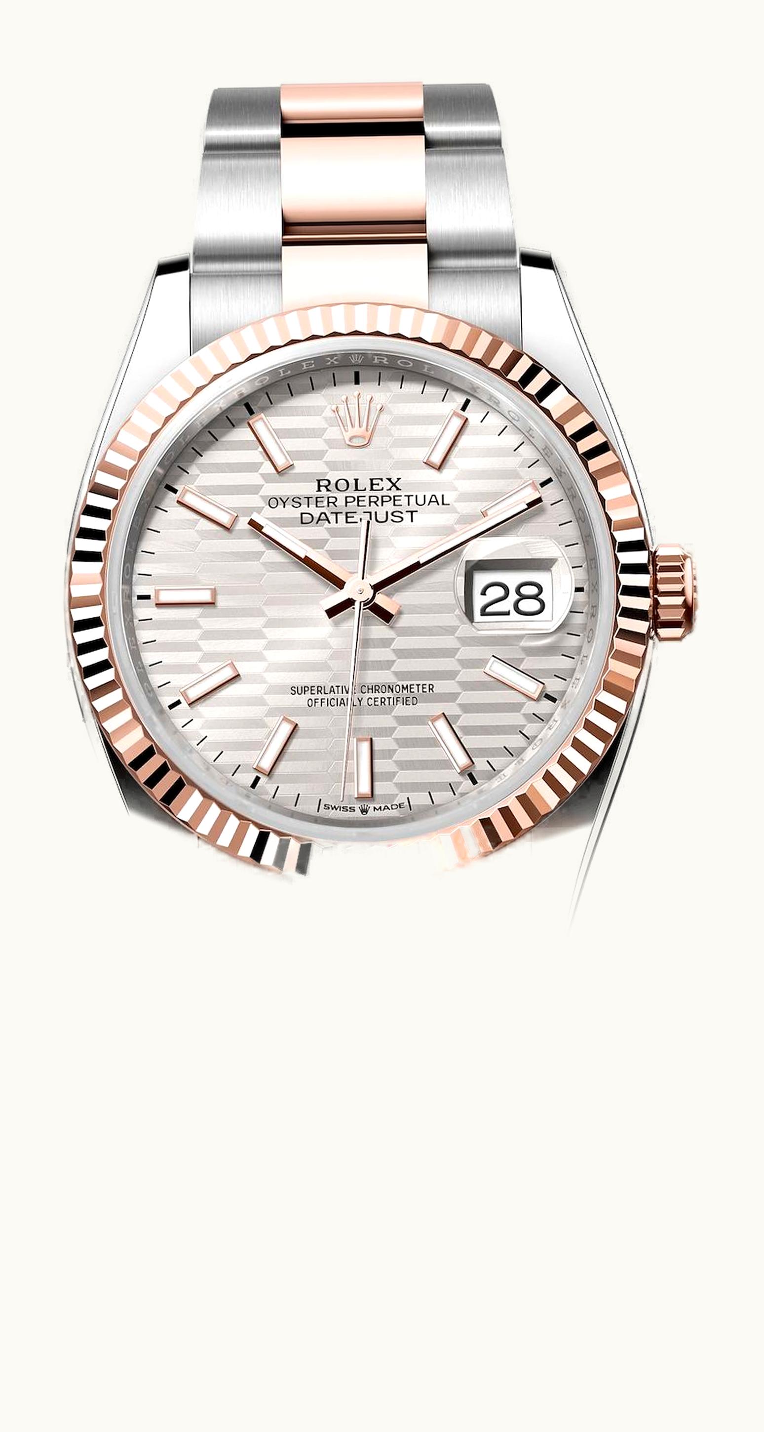 Rolex Datejust 36 Stainless Steel / Everose / Fluted / Silver - Fluted / Oyster