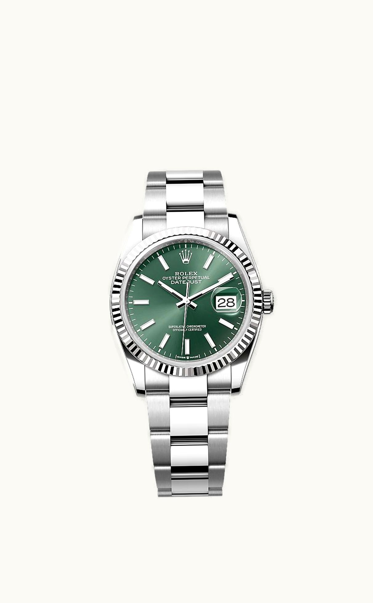 Rolex Datejust 36 Stainless Steel / Fluted / Green / Oyster