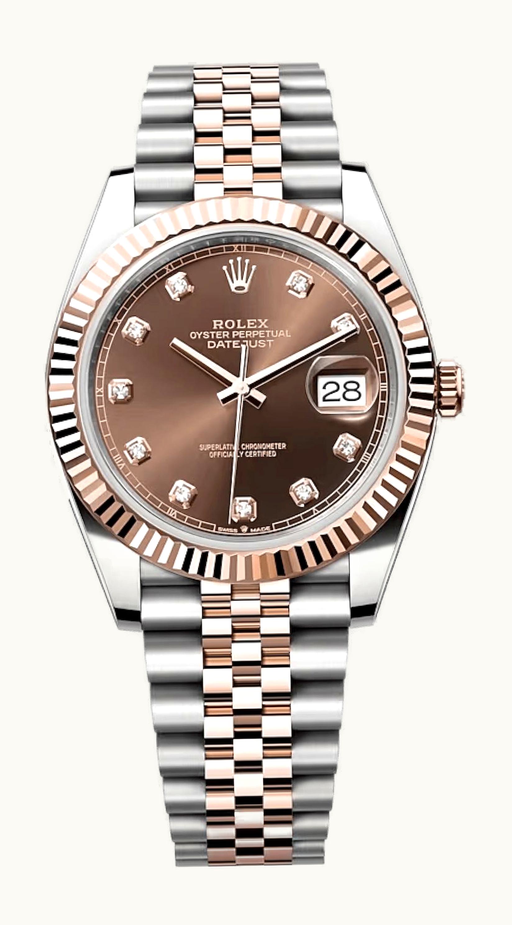 Rolex Datejust 41 Rolesor Everose Fluted / Jubilee / Chocolate - Diamond