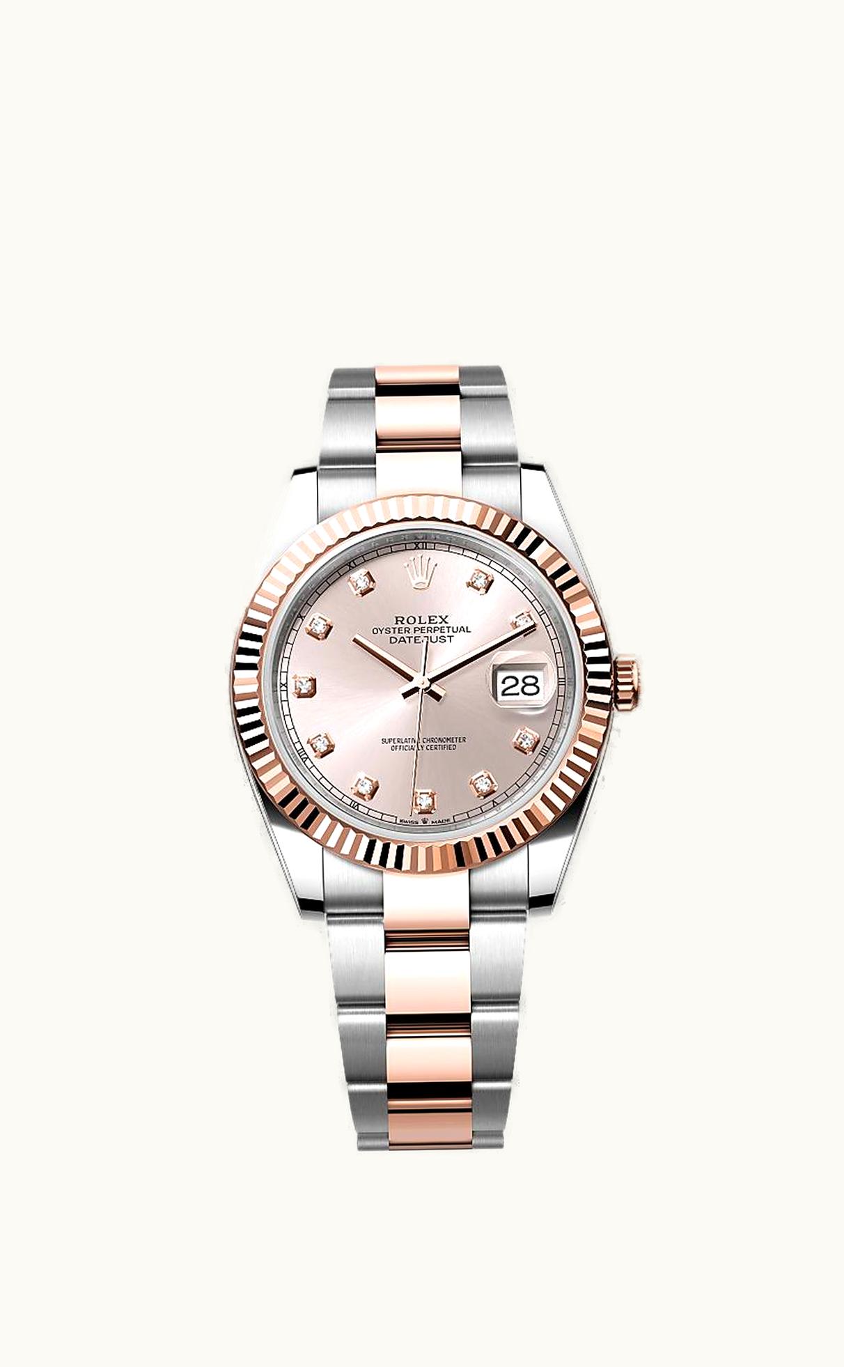Rolex Datejust 41 Rolesor Everose Fluted / Oyster / Sundust - Diamond