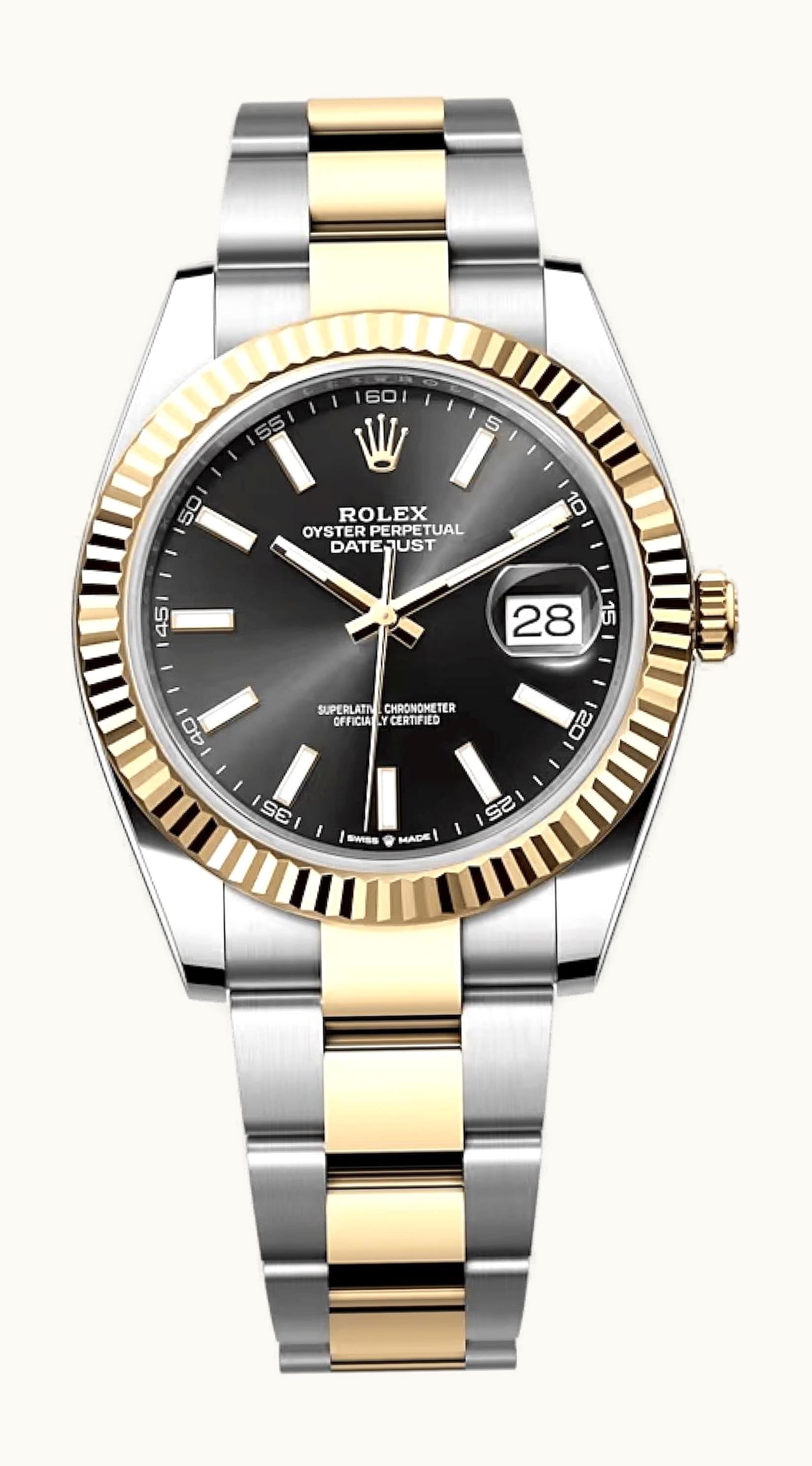 Rolex Datejust 41 Rolesor Yellow Fluted / Oyster / Black