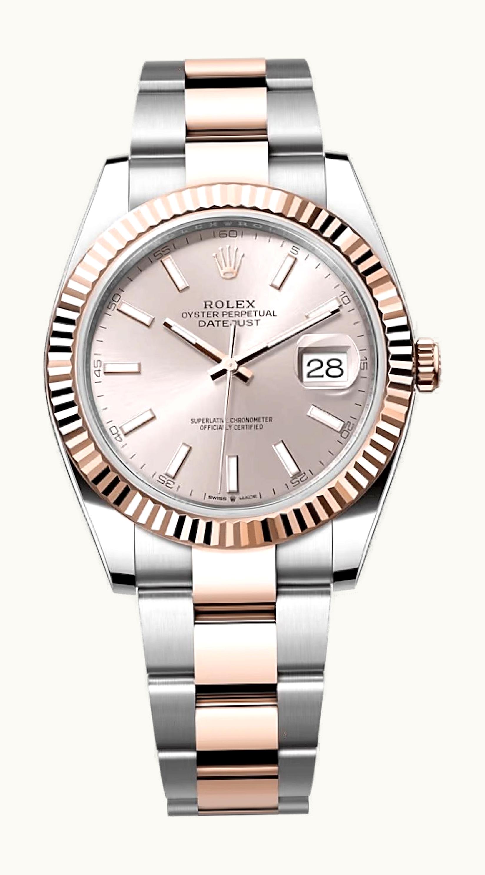 Rolex Datejust 41 Rolesor Everose Fluted / Oyster / Sundust