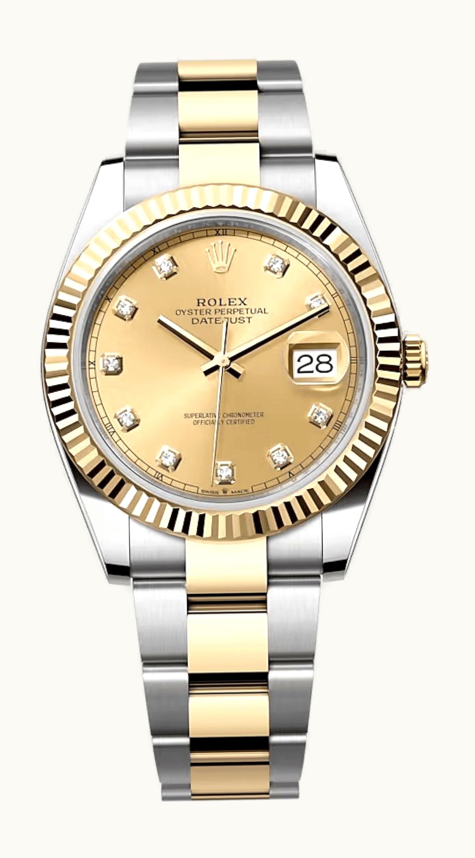 Rolex Datejust 41 Rolesor Yellow Fluted / Oyster / Champagne - Diamond