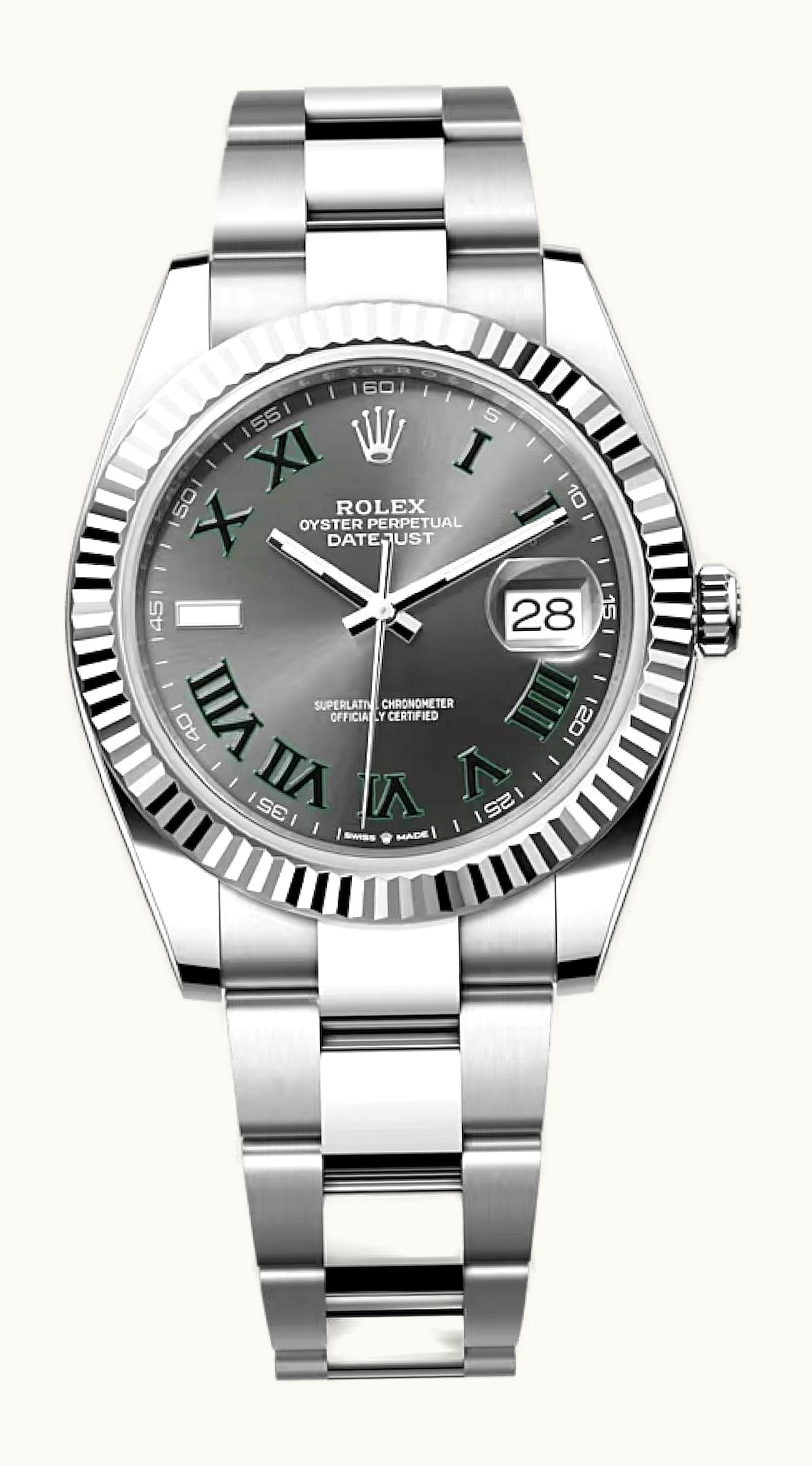 Rolex Datejust 41 Stainless Steel Fluted / Slate - Roman / Oyster