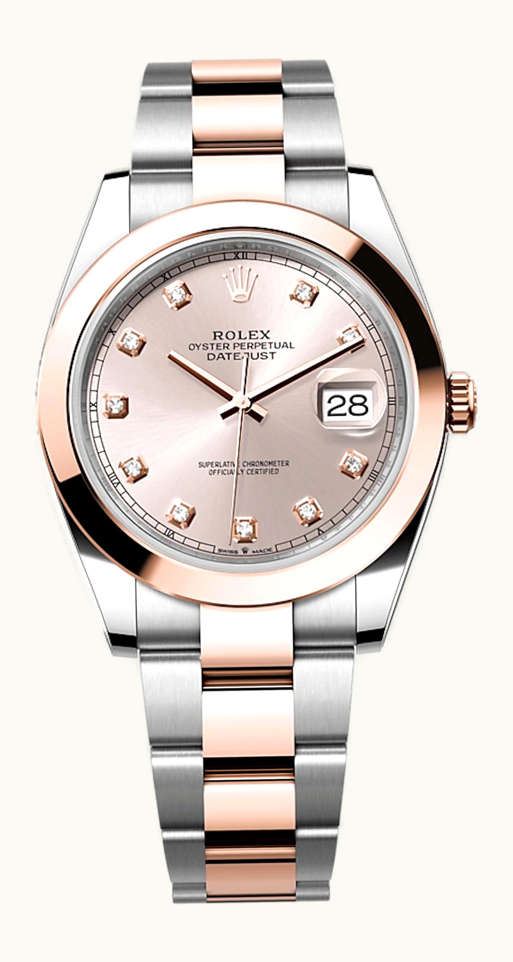 Rolex Datejust 41 Rolesor Everose Smooth / Oyster / Sundust - Diamond