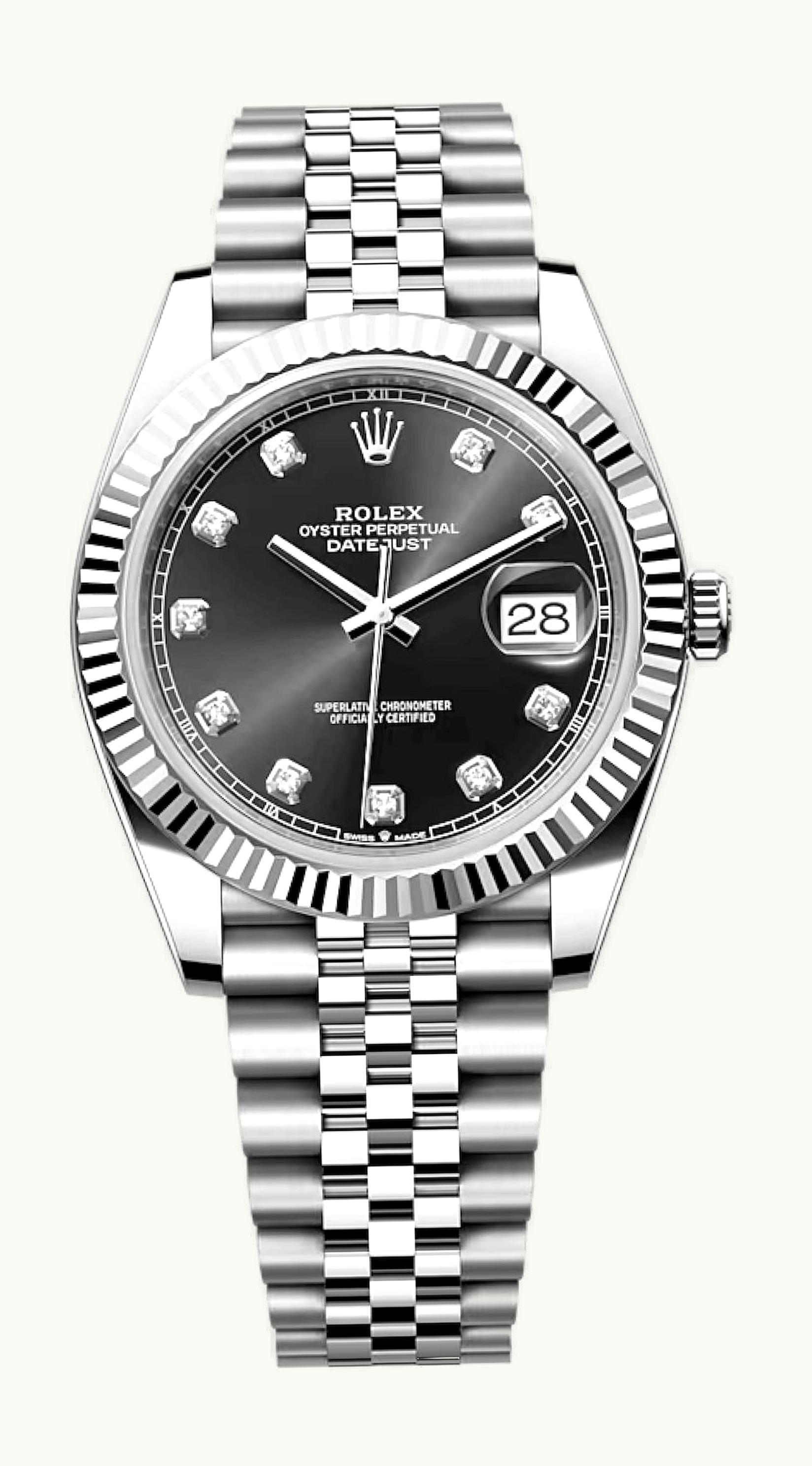 Rolex Datejust 41 Stainless Steel Fluted / Jubilee / Black - Diamond
