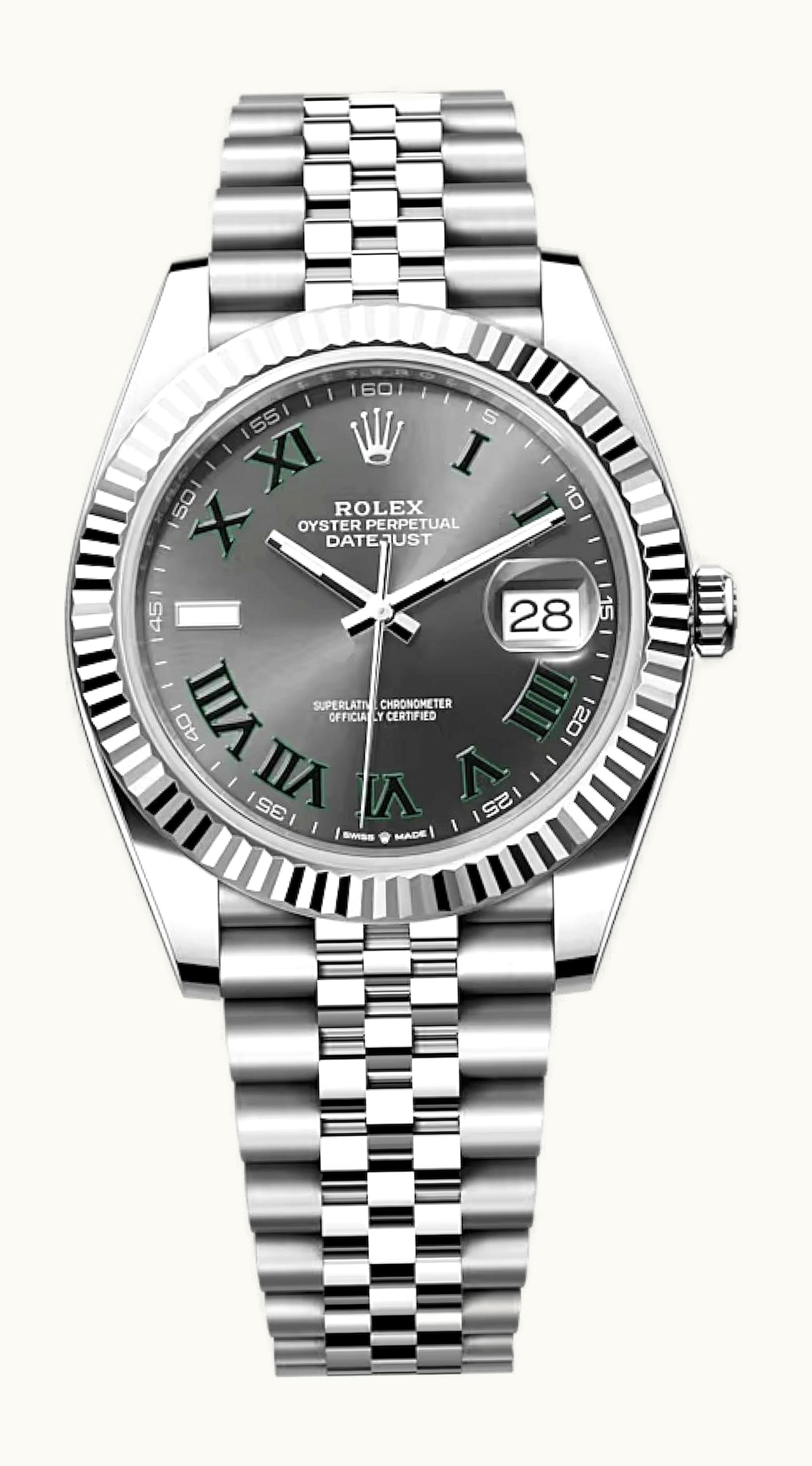 Rolex Datejust 41 Stainless Steel Fluted / Slate - Roman / Jubilee