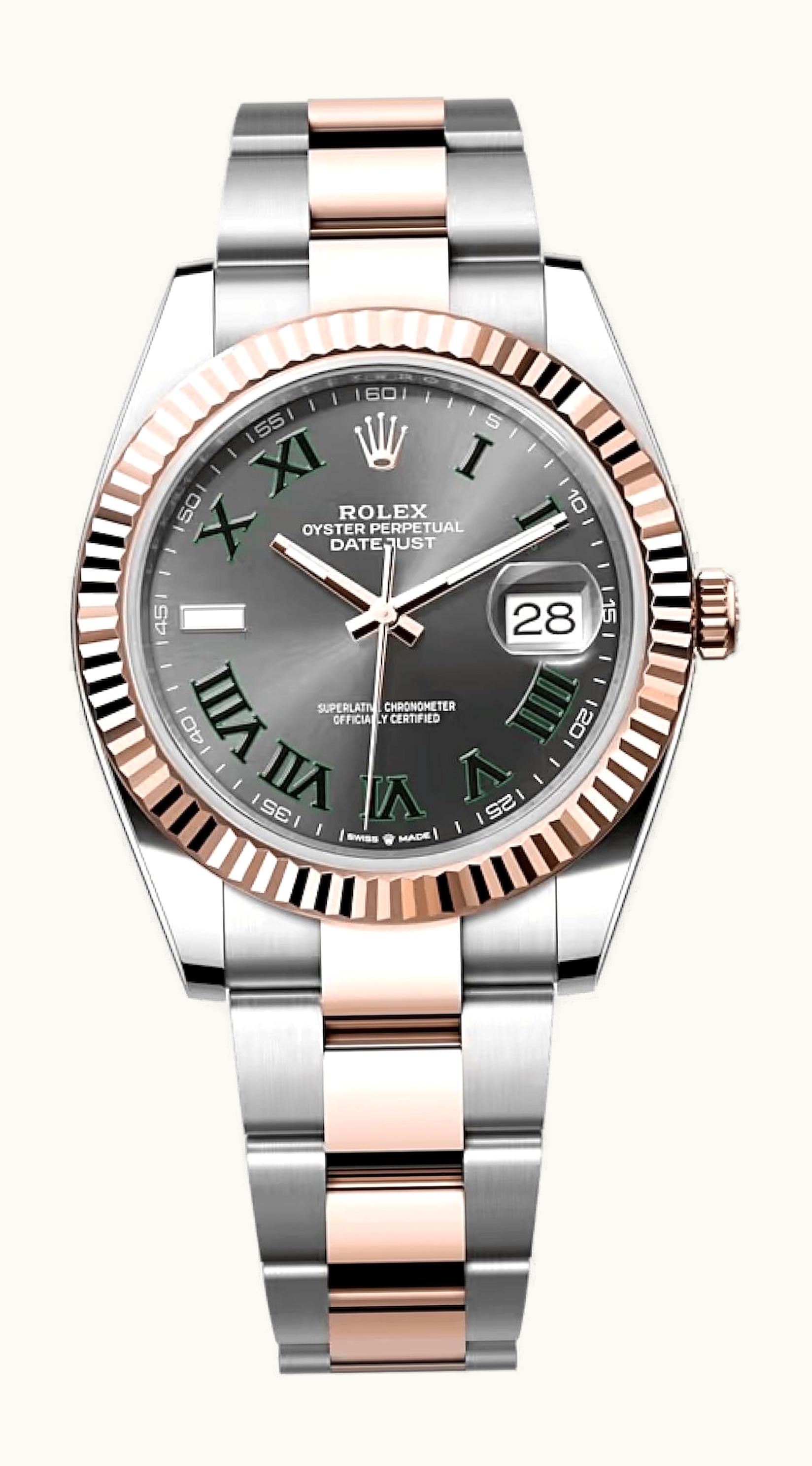 Rolex Datejust 41 Rolesor Everose Fluted / Oyster / Slate - Roman