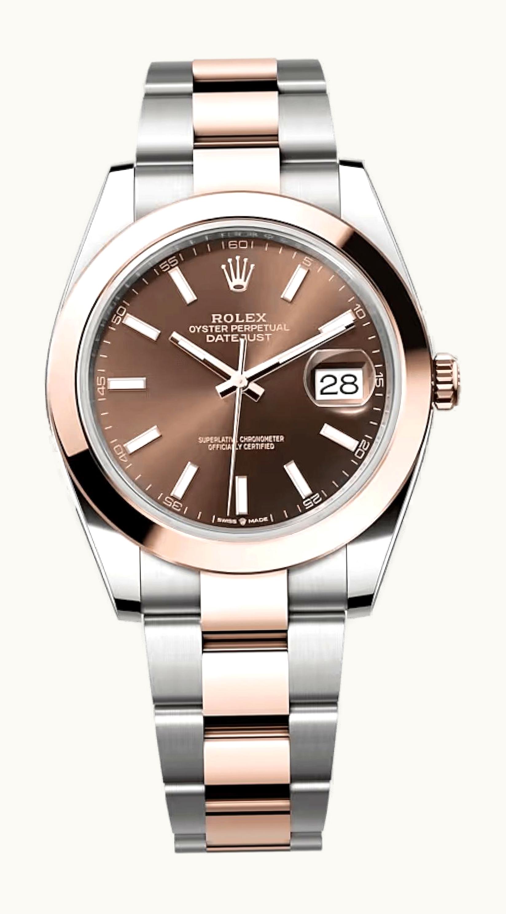 Rolex Datejust 41 Rolesor Everose Smooth / Oyster / Chocolate