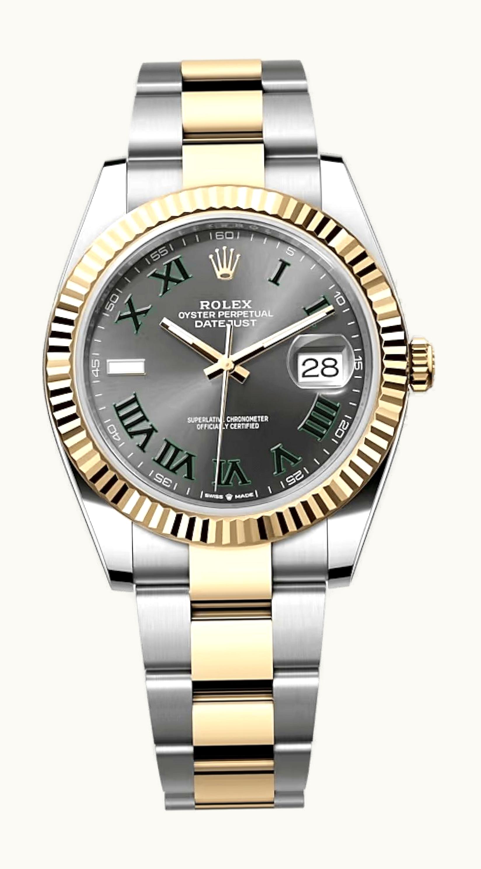 Rolex Datejust 41 Rolesor Yellow Fluted / Oyster / Slate - Roman