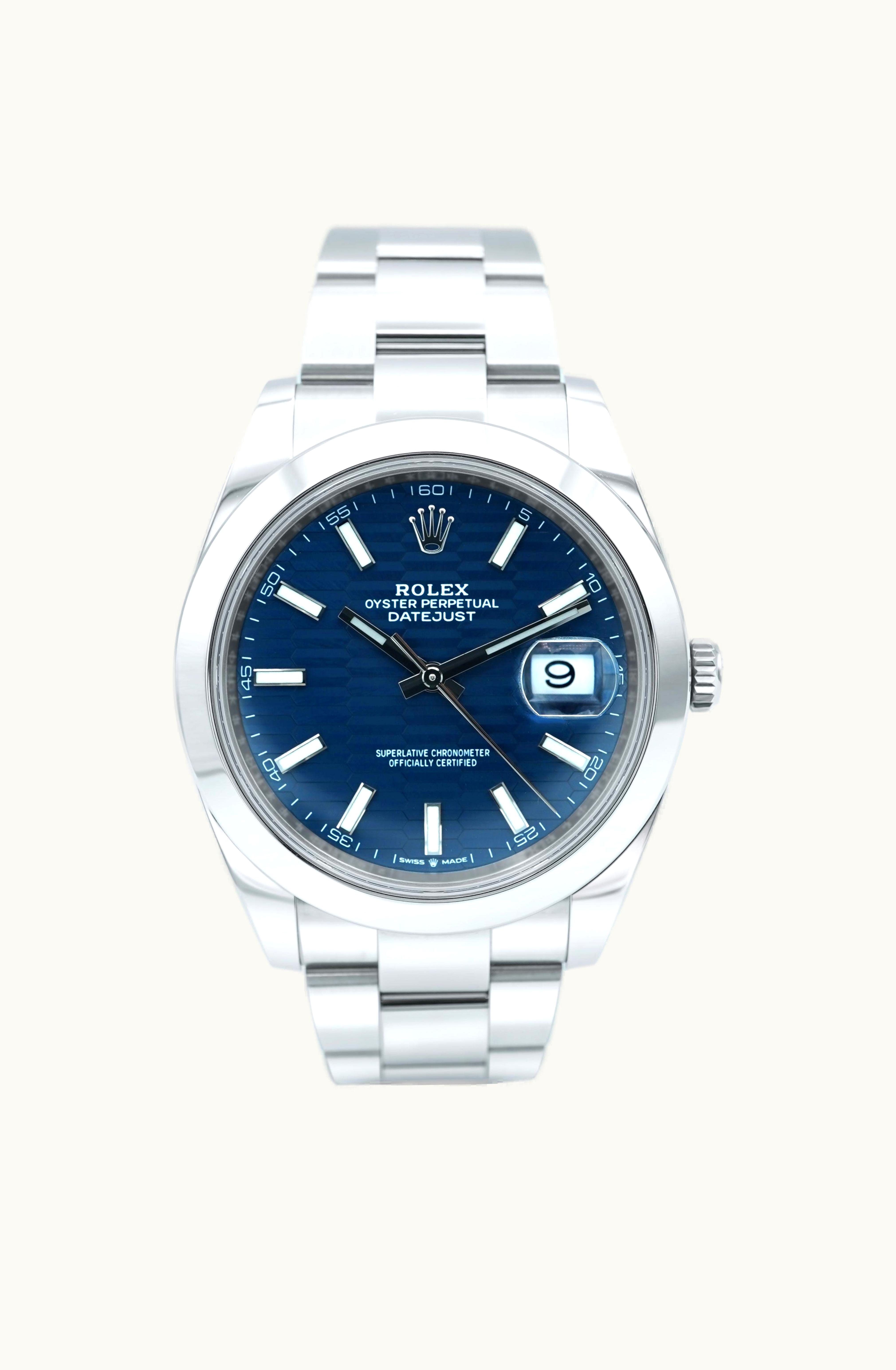 Rolex Datejust 41 Stainless Steel Smooth / Oyster / Blue - Fluted