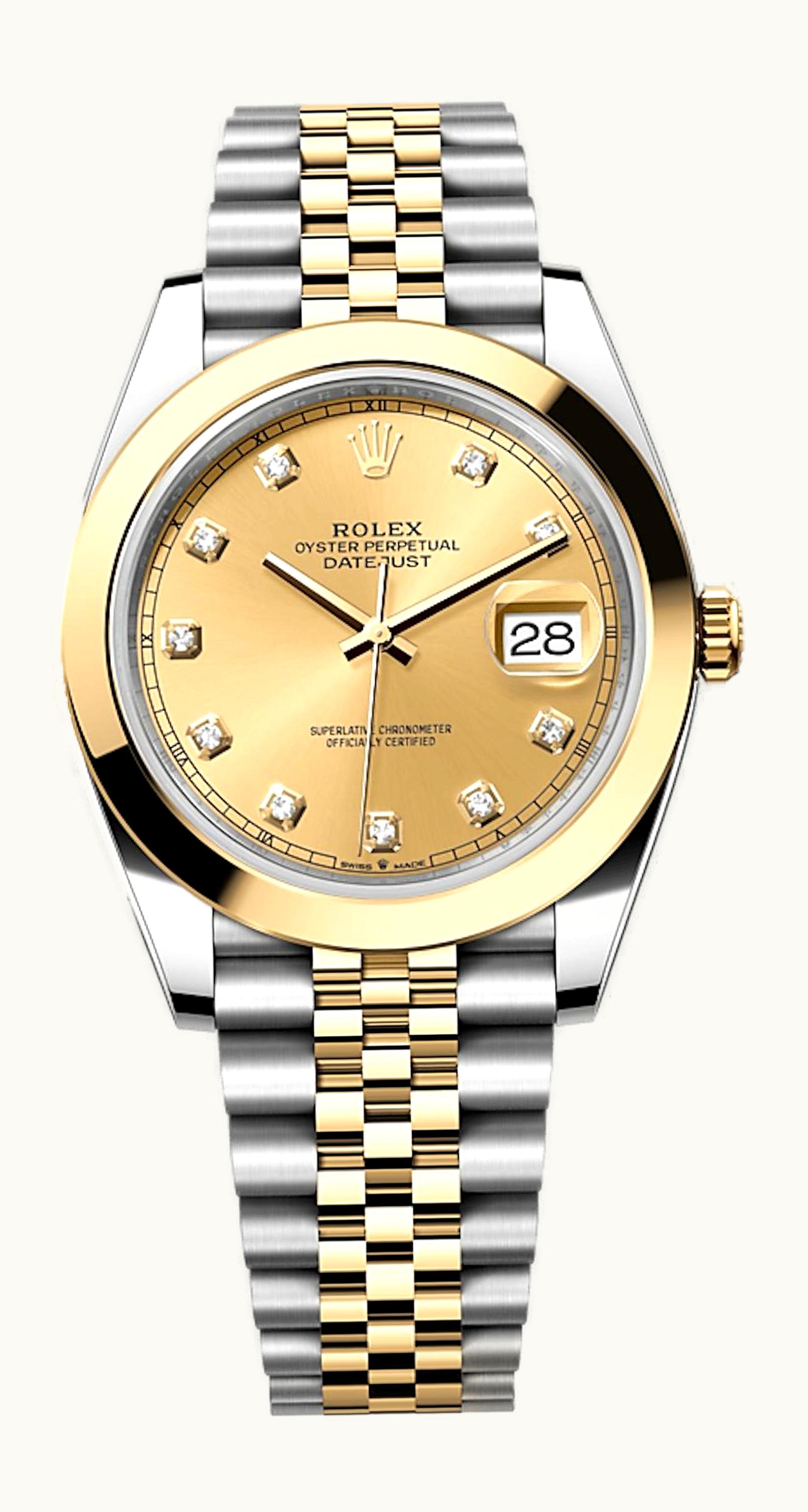 Rolex Datejust 41 Rolesor Yellow Smooth / Jubilee / Champagne - Diamond