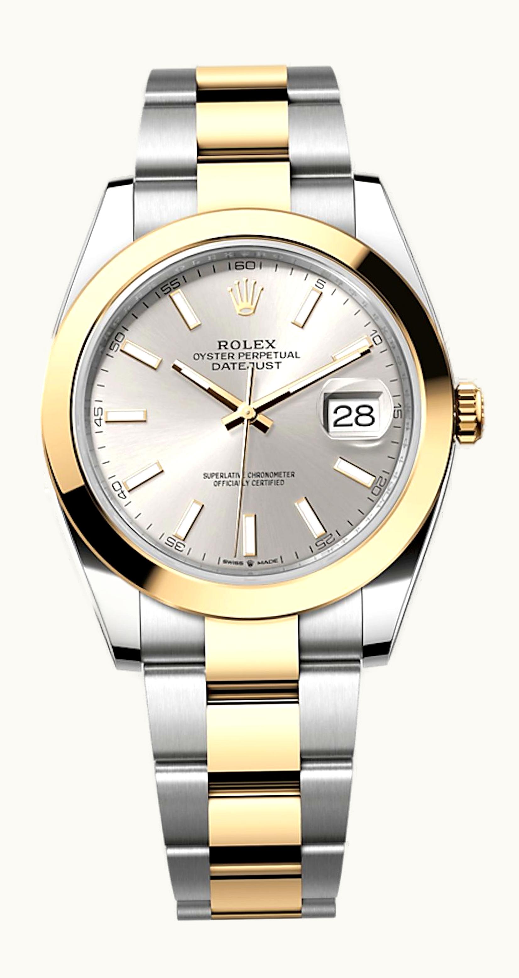 Rolex Datejust 41 Rolesor Yellow Smooth / Oyster / Silver
