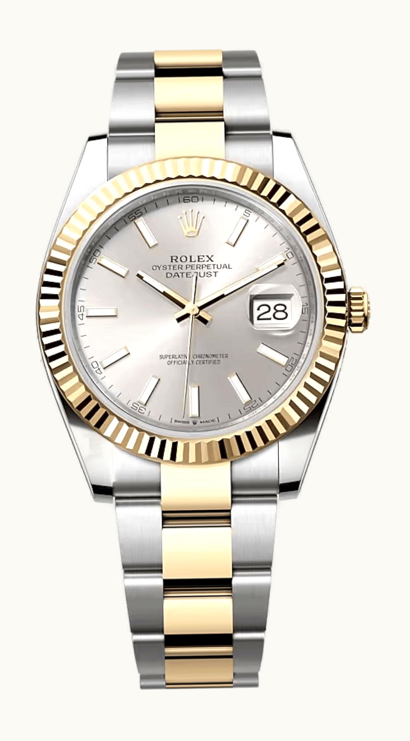 Rolex Datejust 41 Rolesor Yellow Fluted / Oyster / Silver