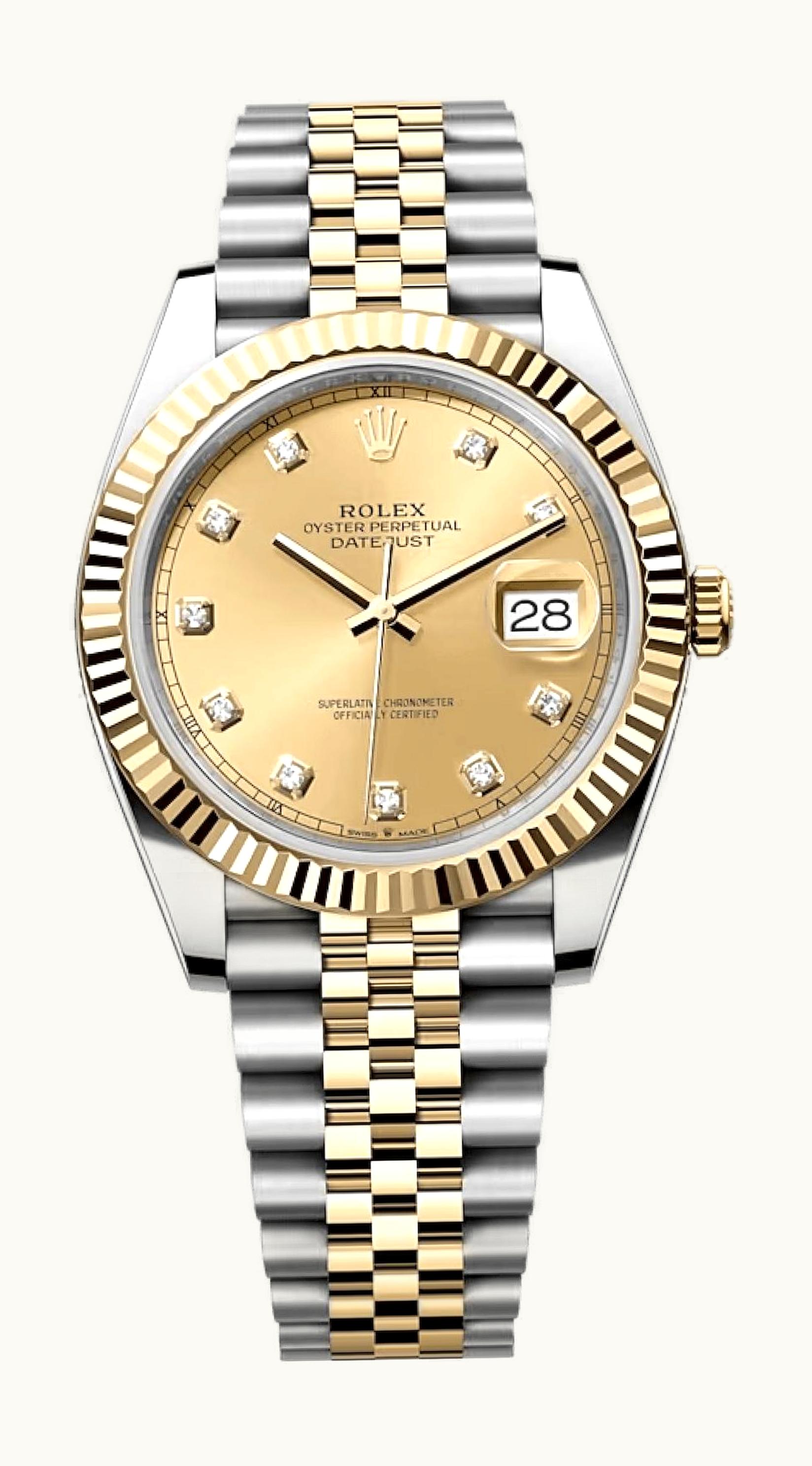 Rolex Datejust 41 Rolesor Yellow Fluted / Jubilee / Champagne - Diamond