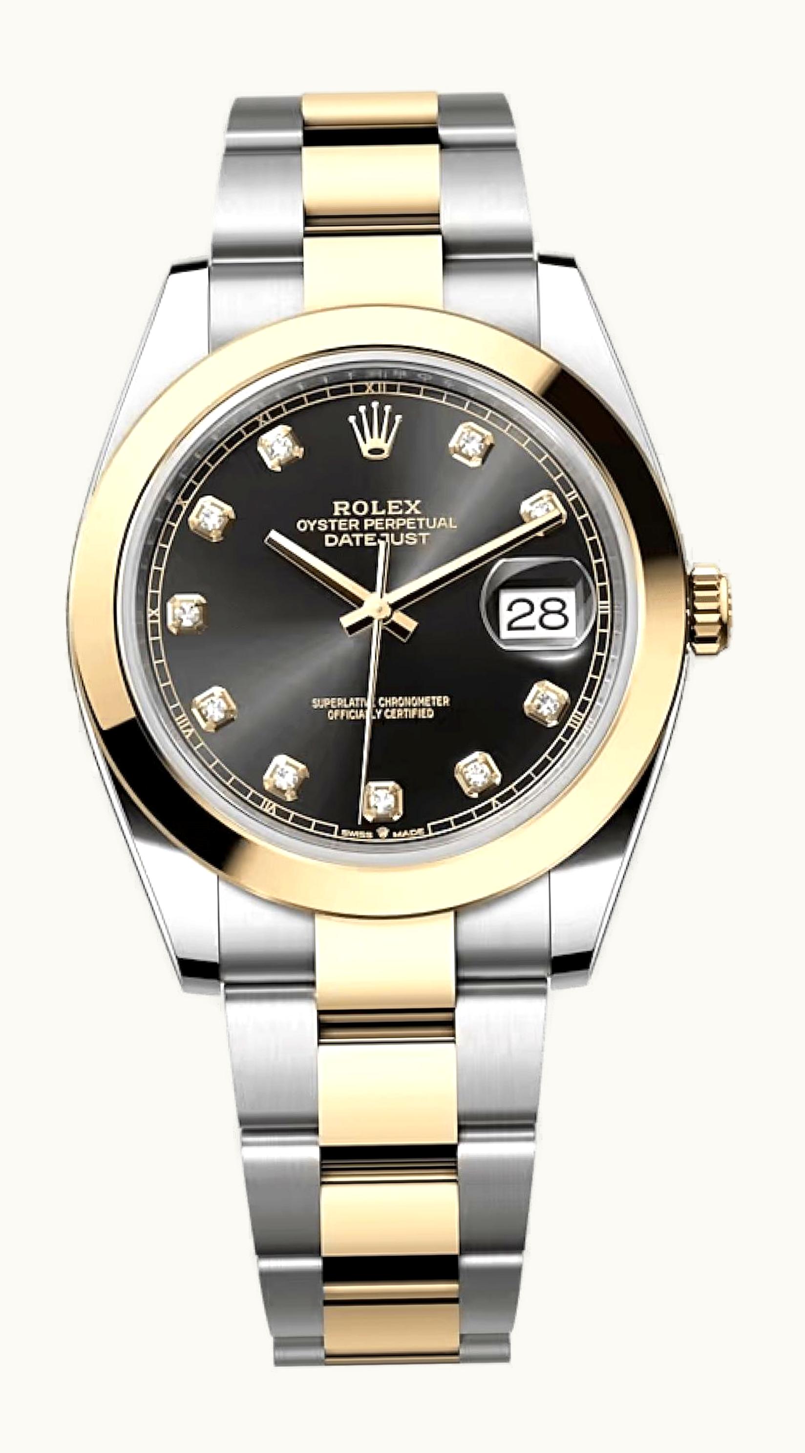 Rolex Datejust 41 Rolesor Yellow Smooth / Oyster / Black - Diamond