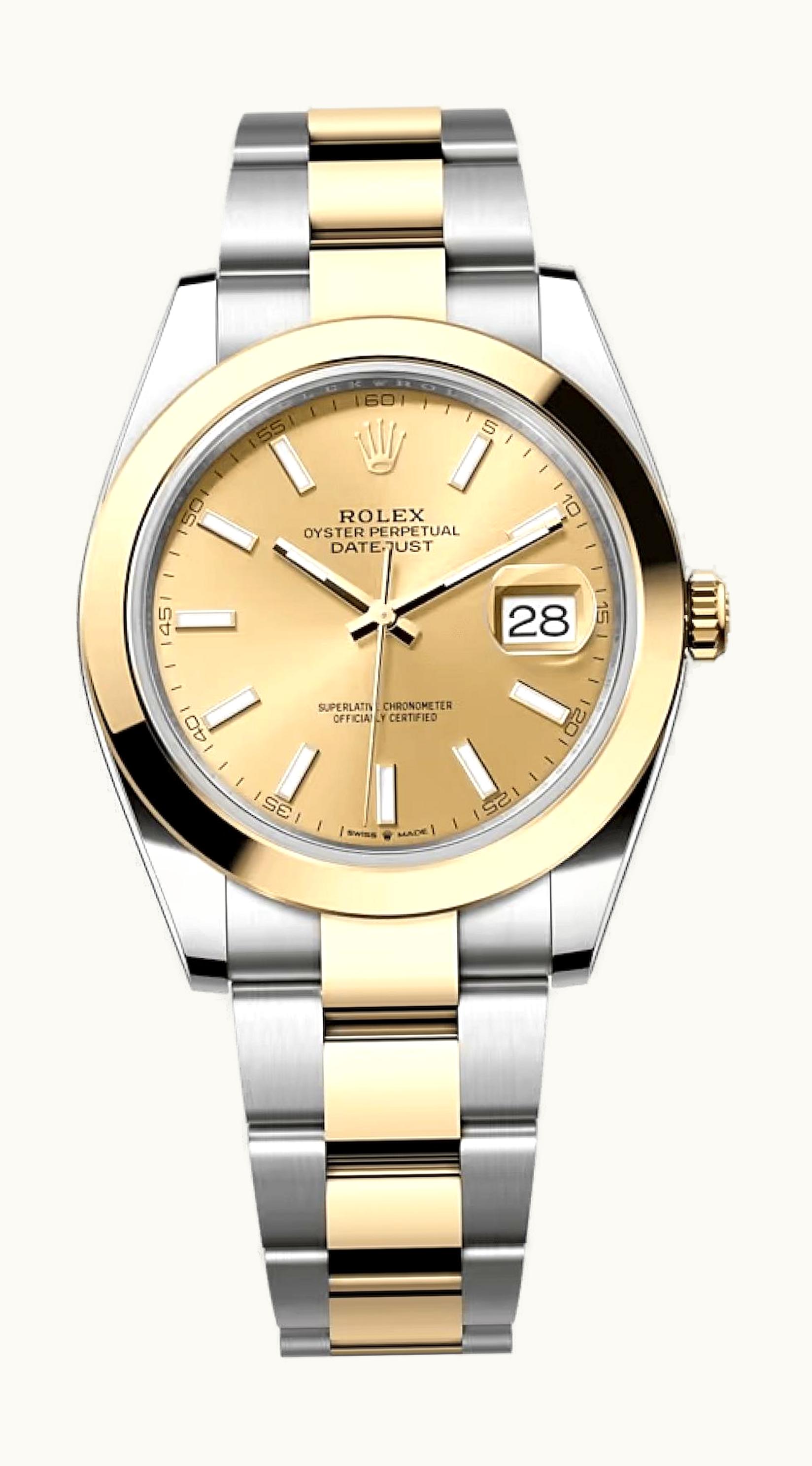 Rolex Datejust 41 Rolesor Yellow Smooth / Oyster / Champagne