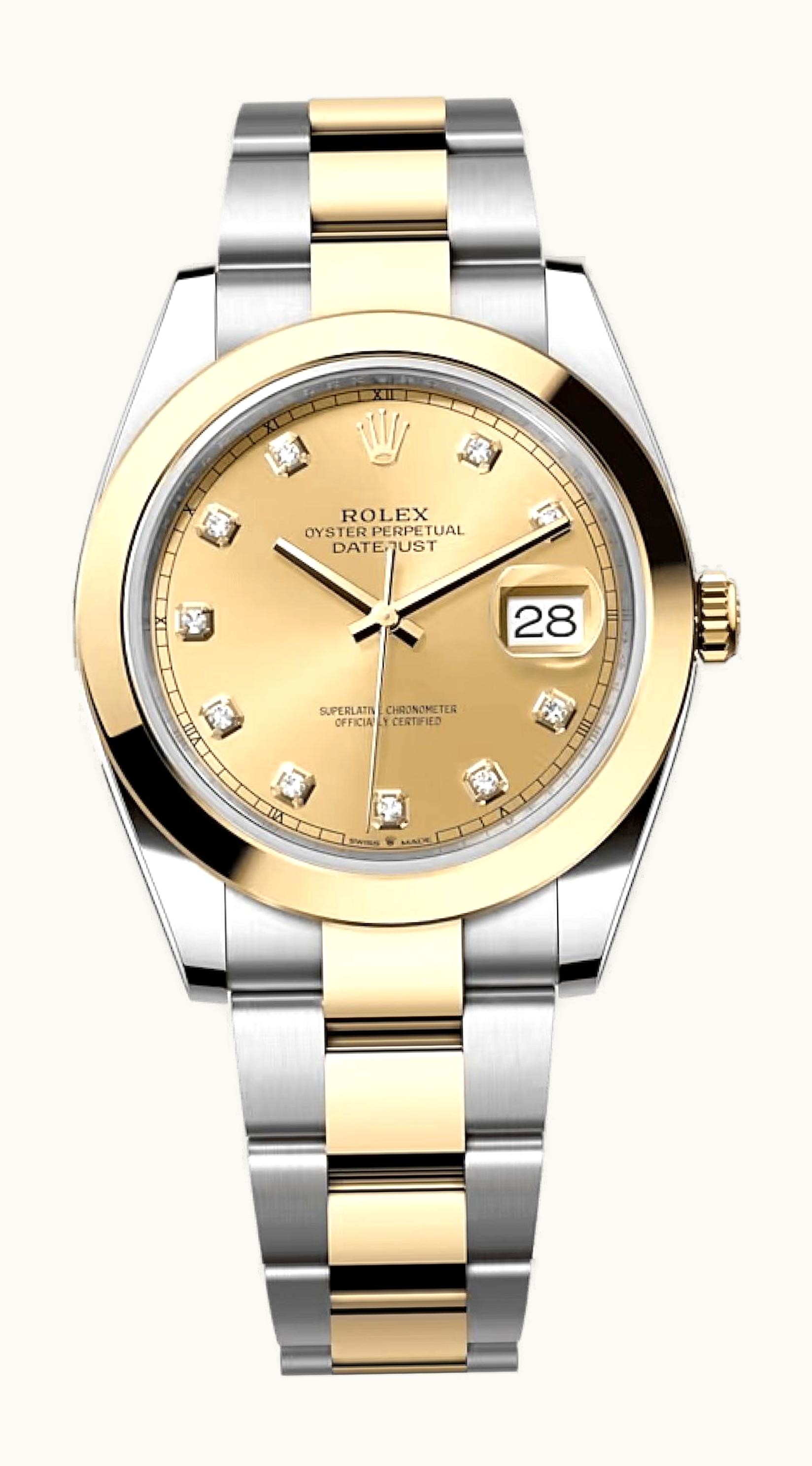 Rolex Datejust 41 Rolesor Yellow Smooth / Oyster / Champagne - Diamond