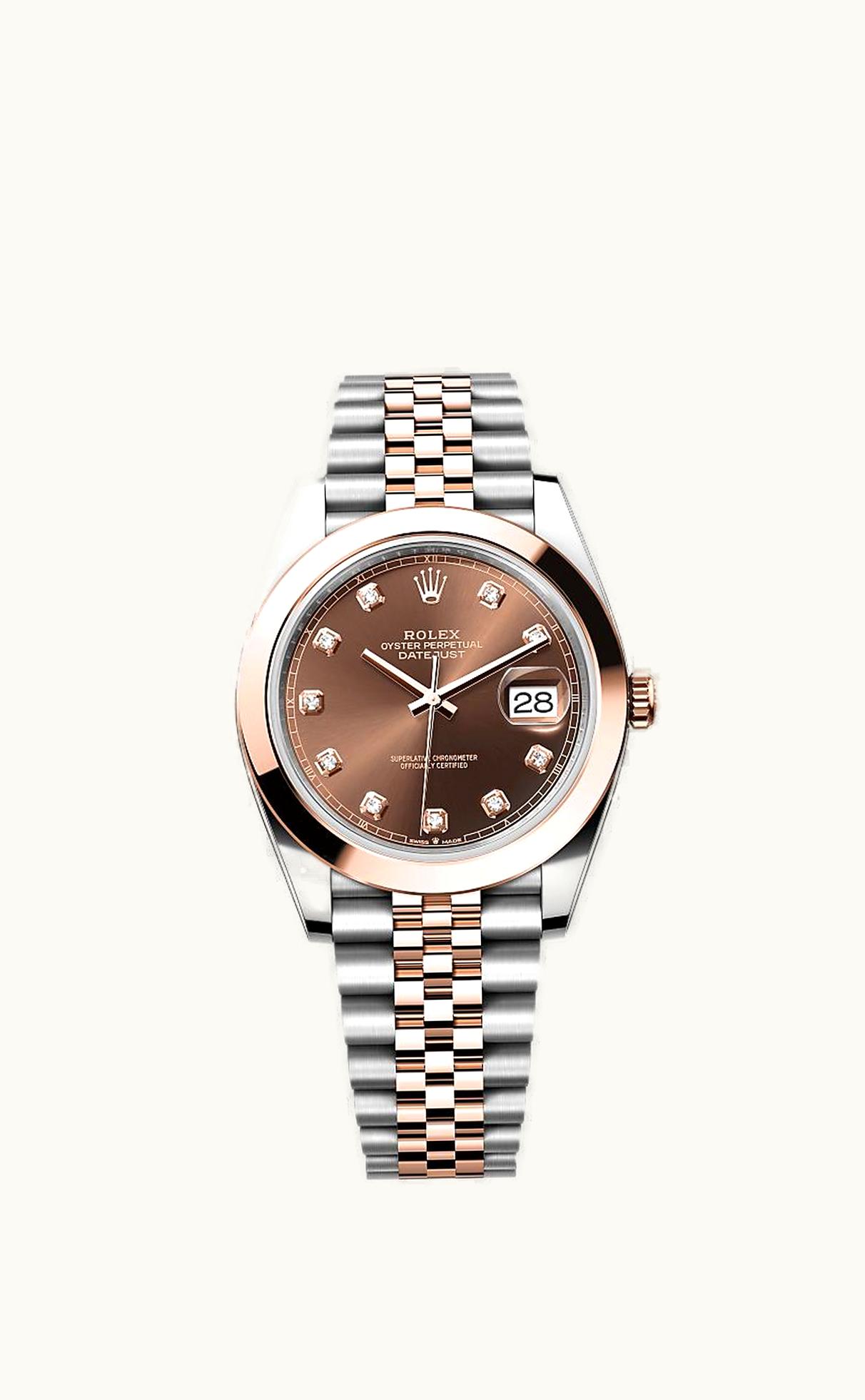 Rolex Datejust 41 Rolesor Everose Smooth / Jubilee / Chocolate - Diamond