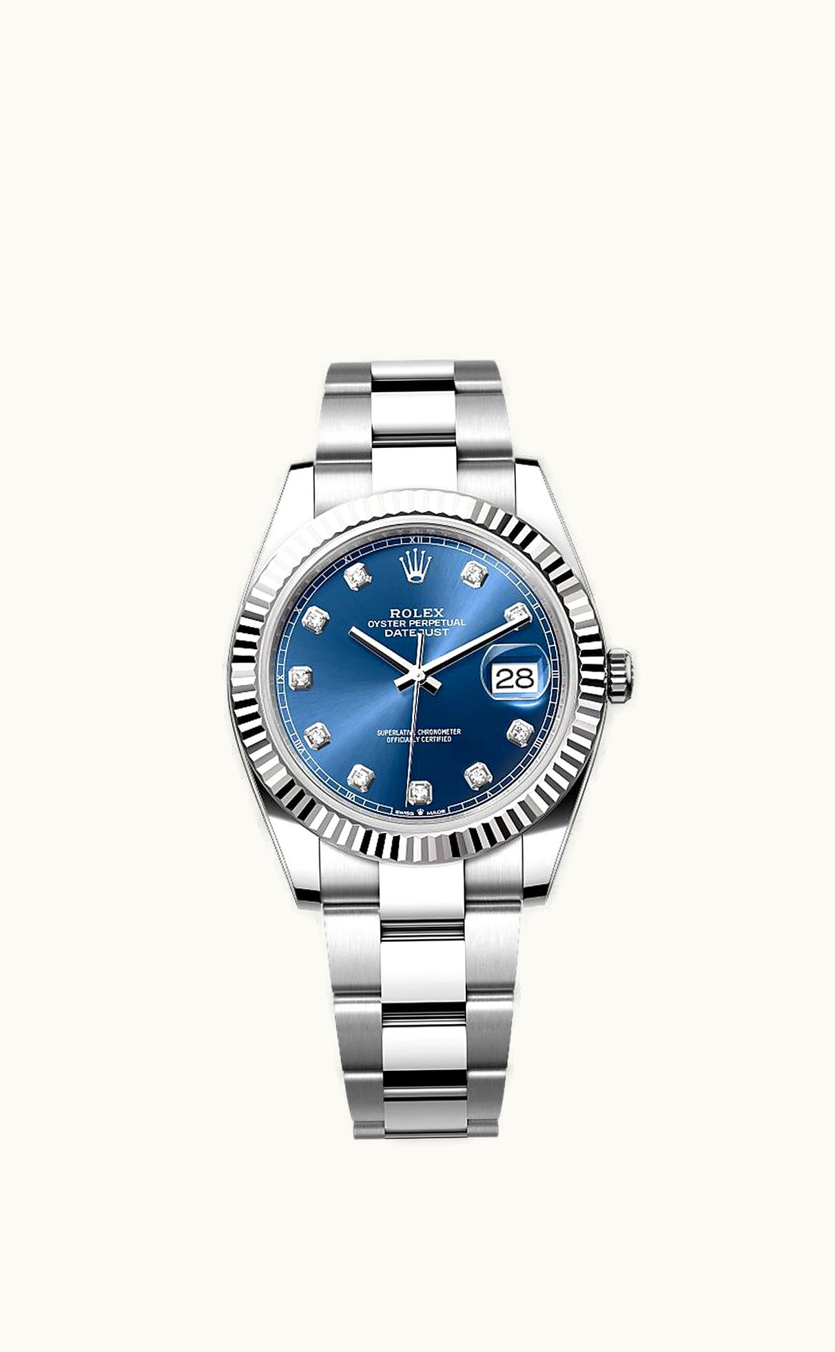 Rolex Datejust 41 Stainless Steel Fluted / Oyster / Blue - Diamond