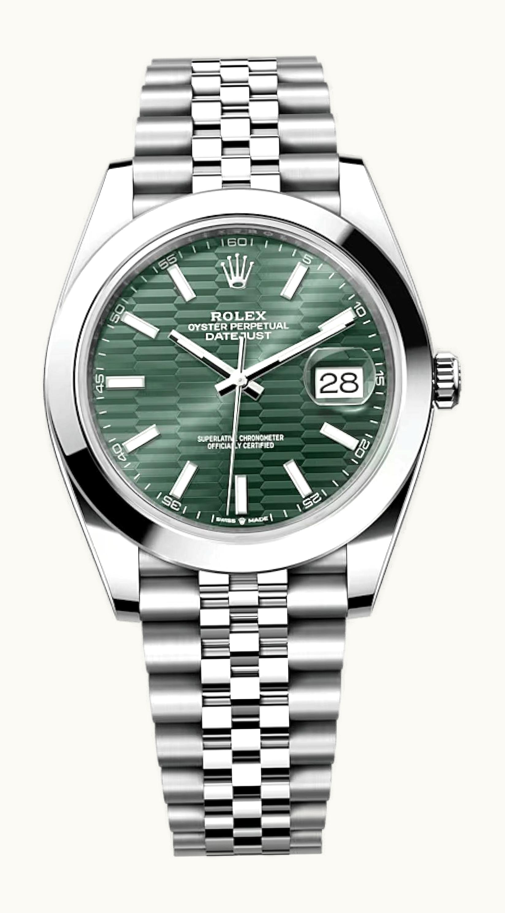 Rolex Datejust 41 Stainless Steel Smooth / Jubilee / Green - Fluted