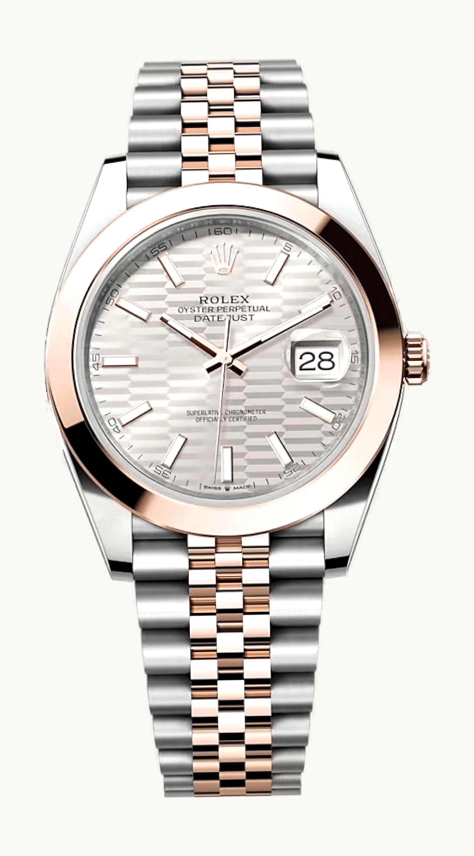 Rolex Datejust 41 Rolesor Everose - Smooth / Jubilee / Silver - Fluted