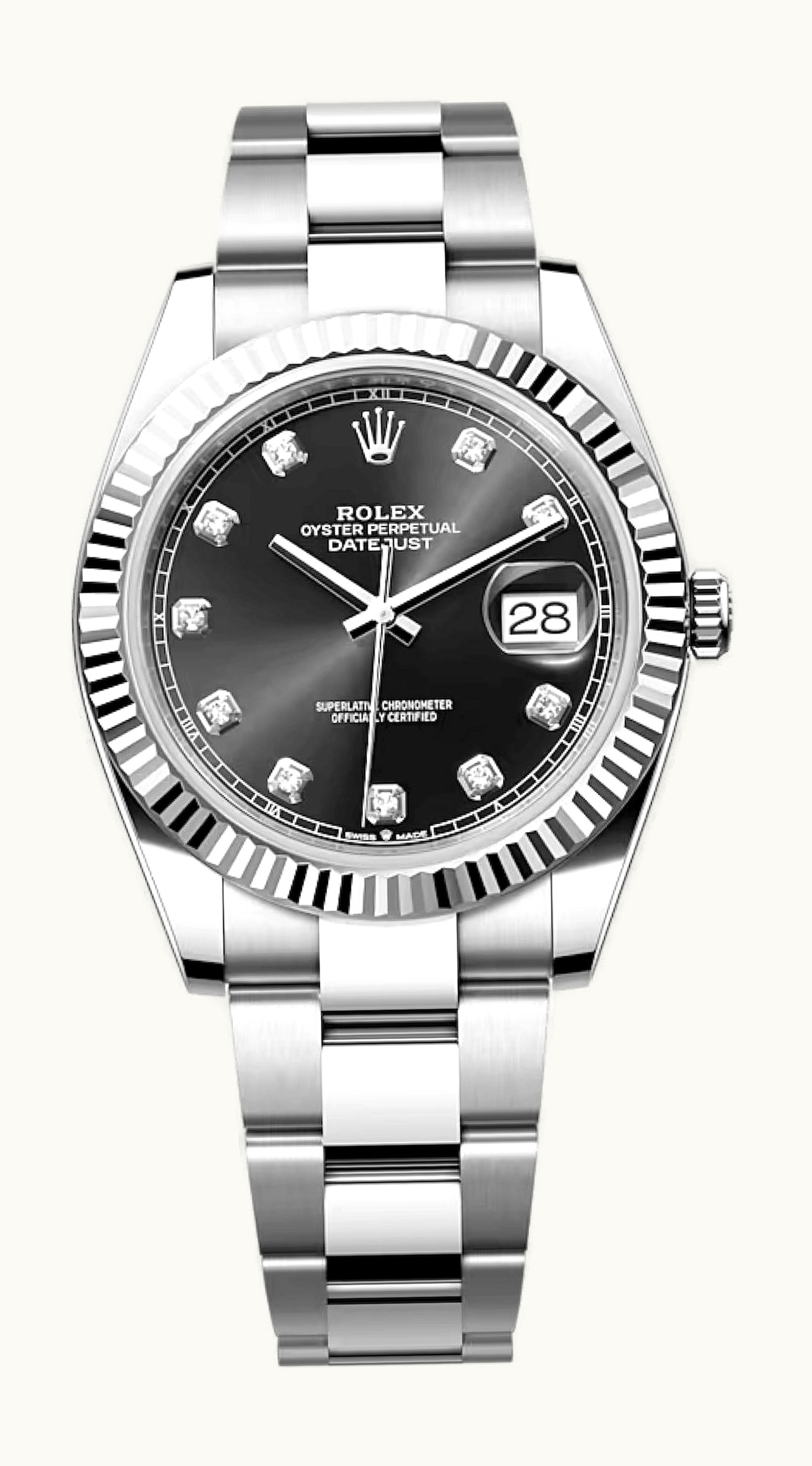 Rolex Datejust 41 Stainless Steel Fluted / Oyster / Black - Diamond