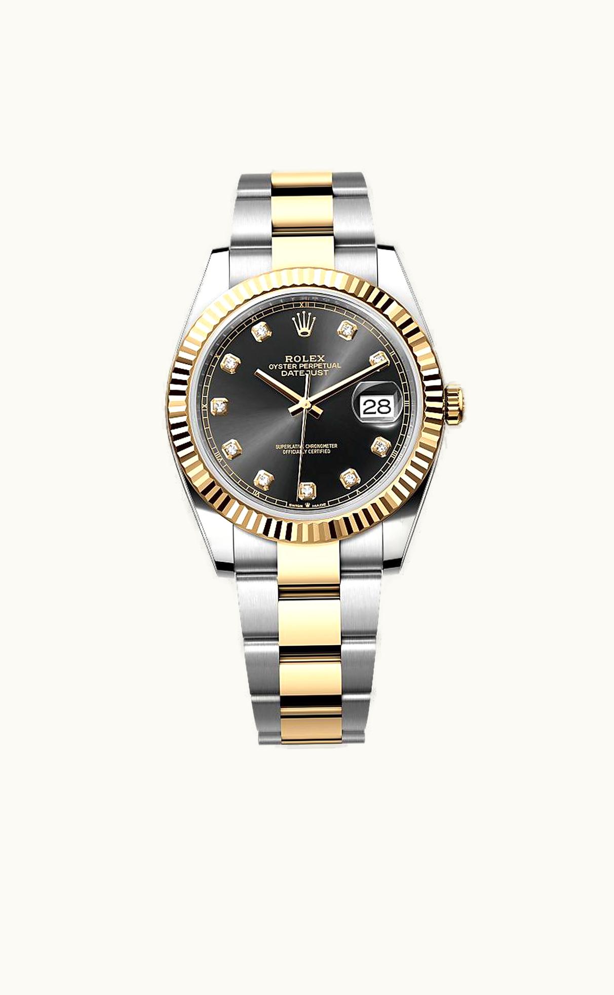 Rolex Datejust 41 Rolesor Yellow Fluted / Oyster / Black - Diamond