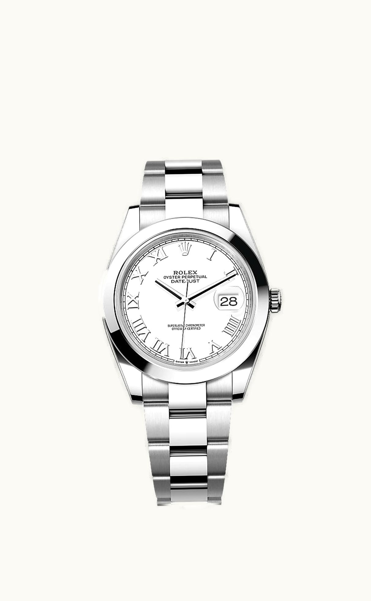 Rolex Datejust 41 Stainless Steel Smooth / Oyster / White Roman