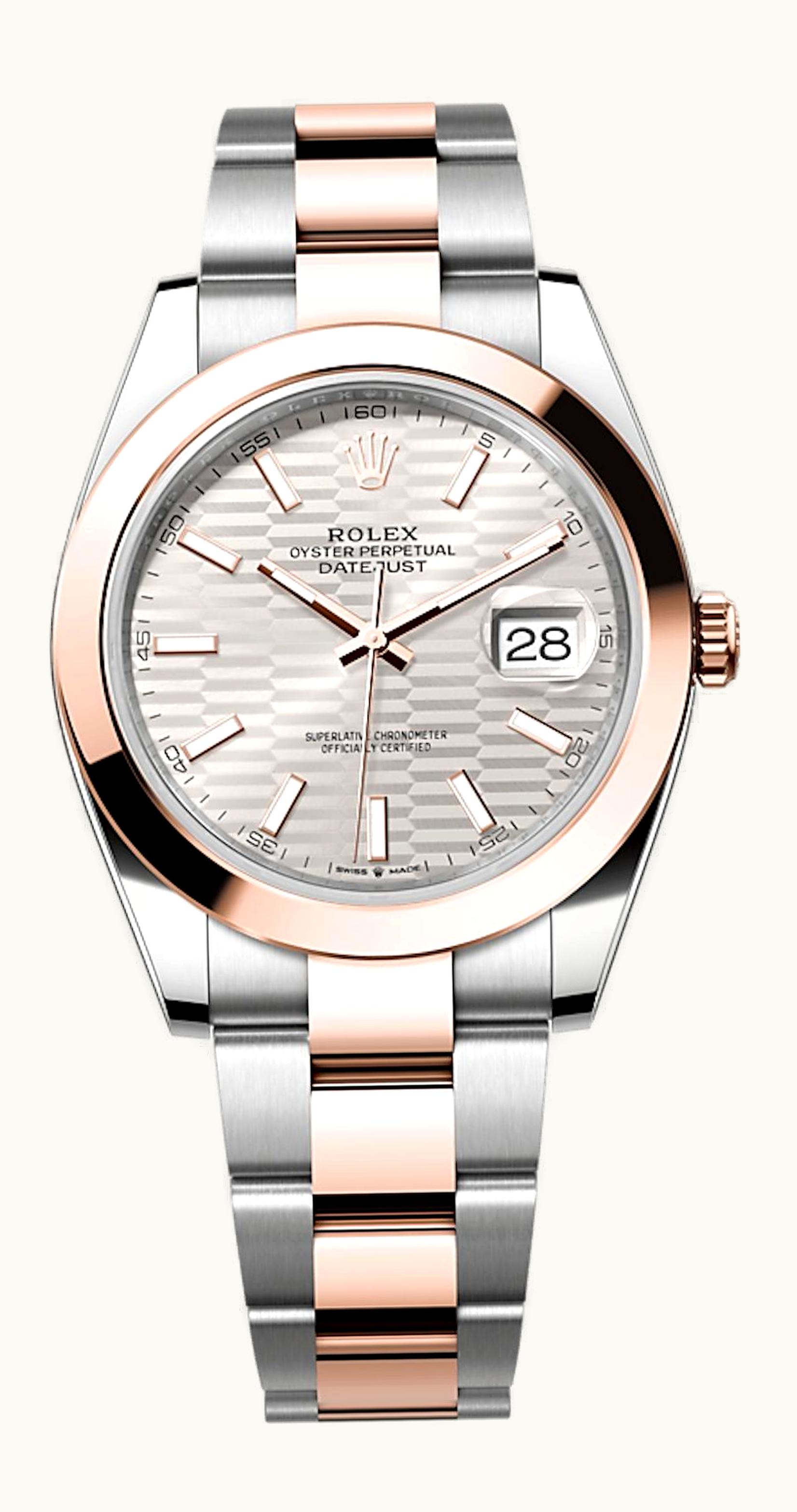 Rolex Datejust 41 Rolesor Everose - Smooth / Oyster / Silver - Fluted