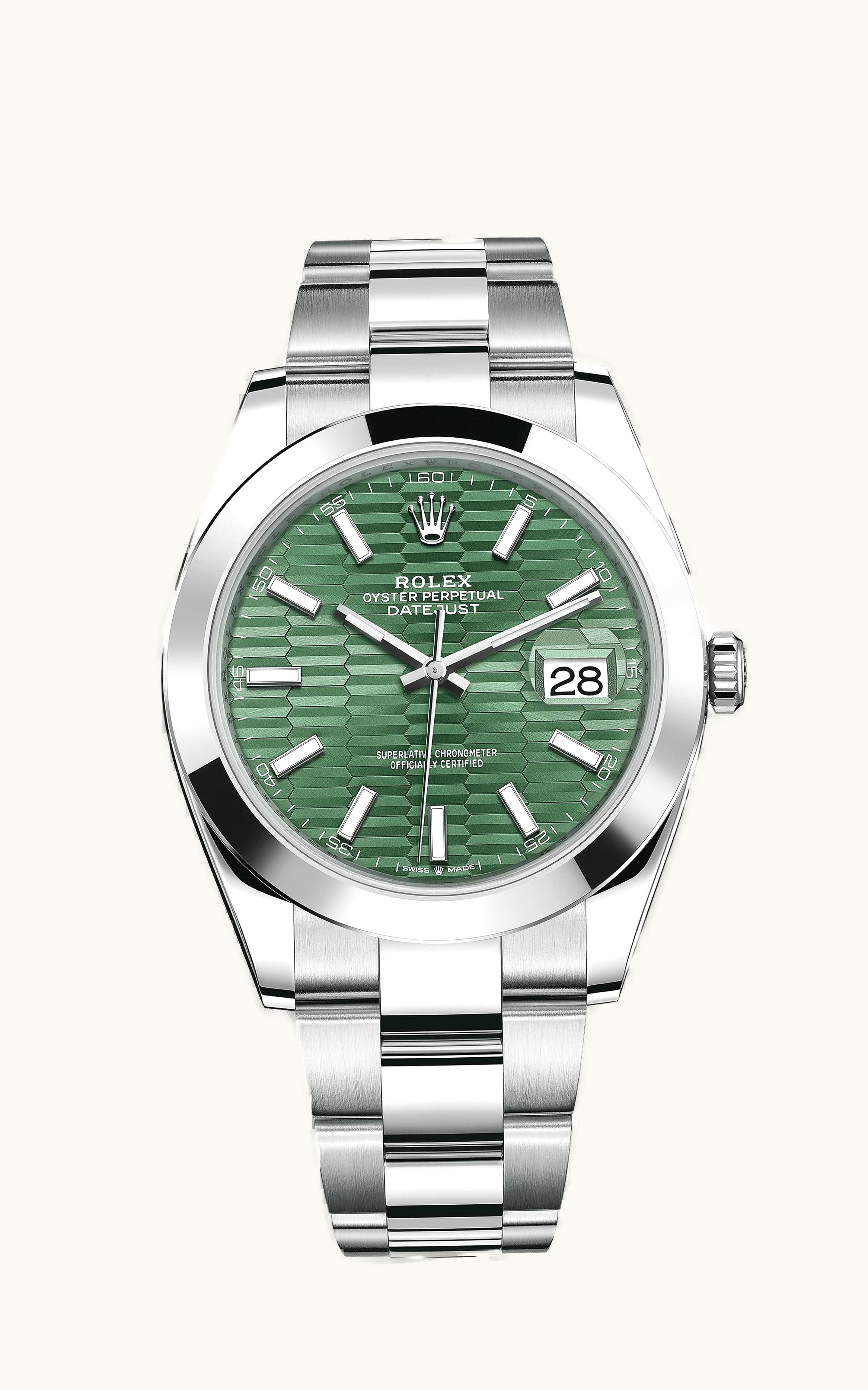 Rolex Datejust 41 Stainless Steel Smooth / Oyster / Green - Fluted