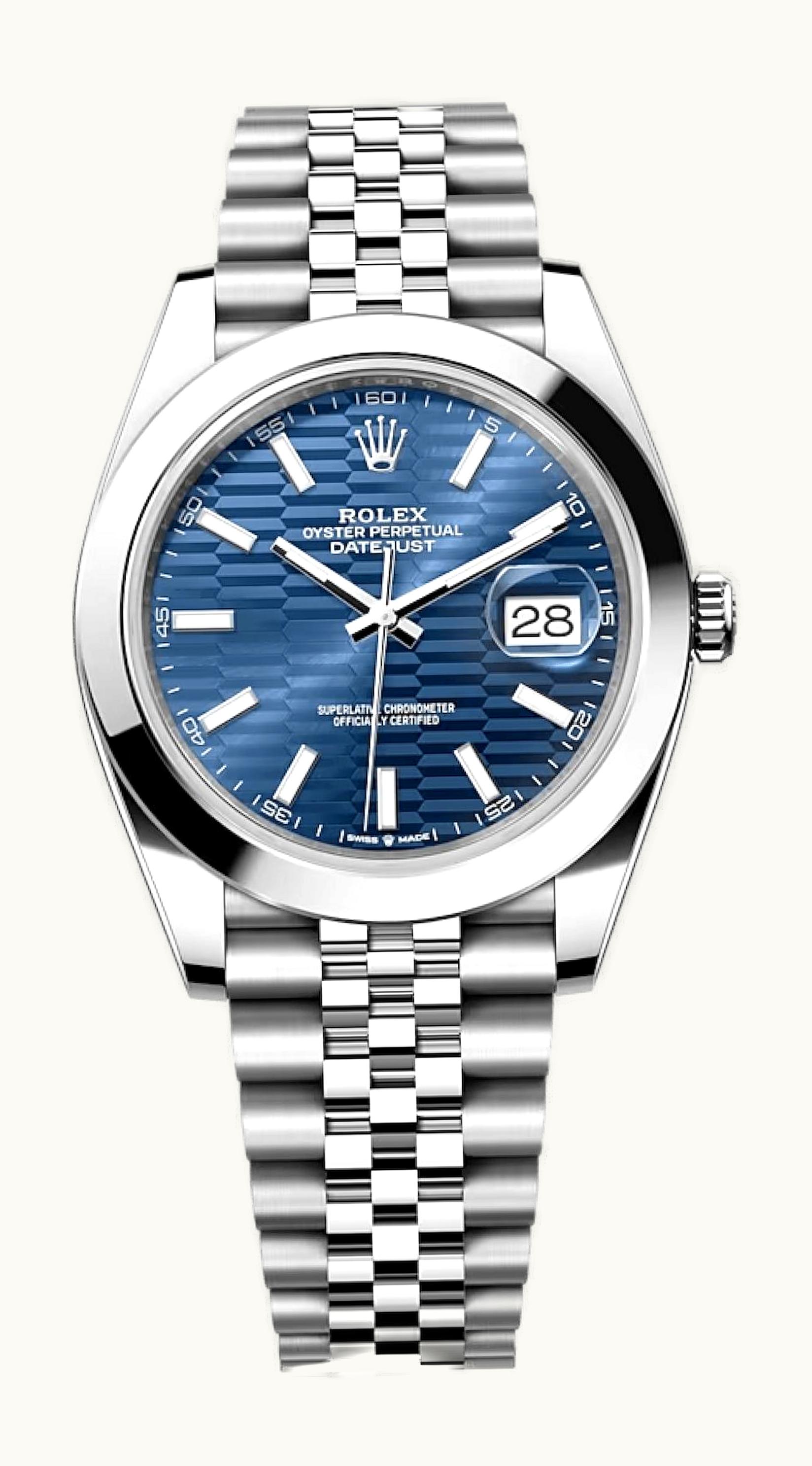 Rolex Datejust 41 Stainless Steel Smooth / Jubilee / Blue- Fluted