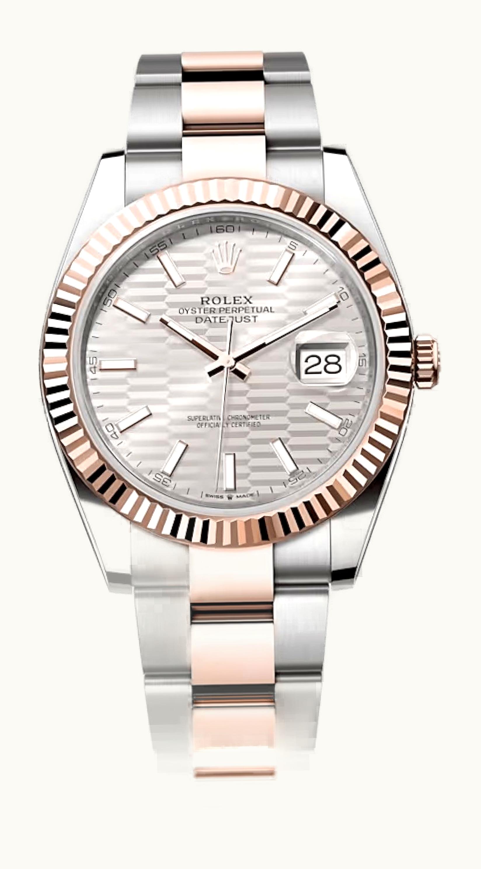 Rolex Datejust 41 Rolesor Everose - Fluted / Oyster / Silver - Fluted