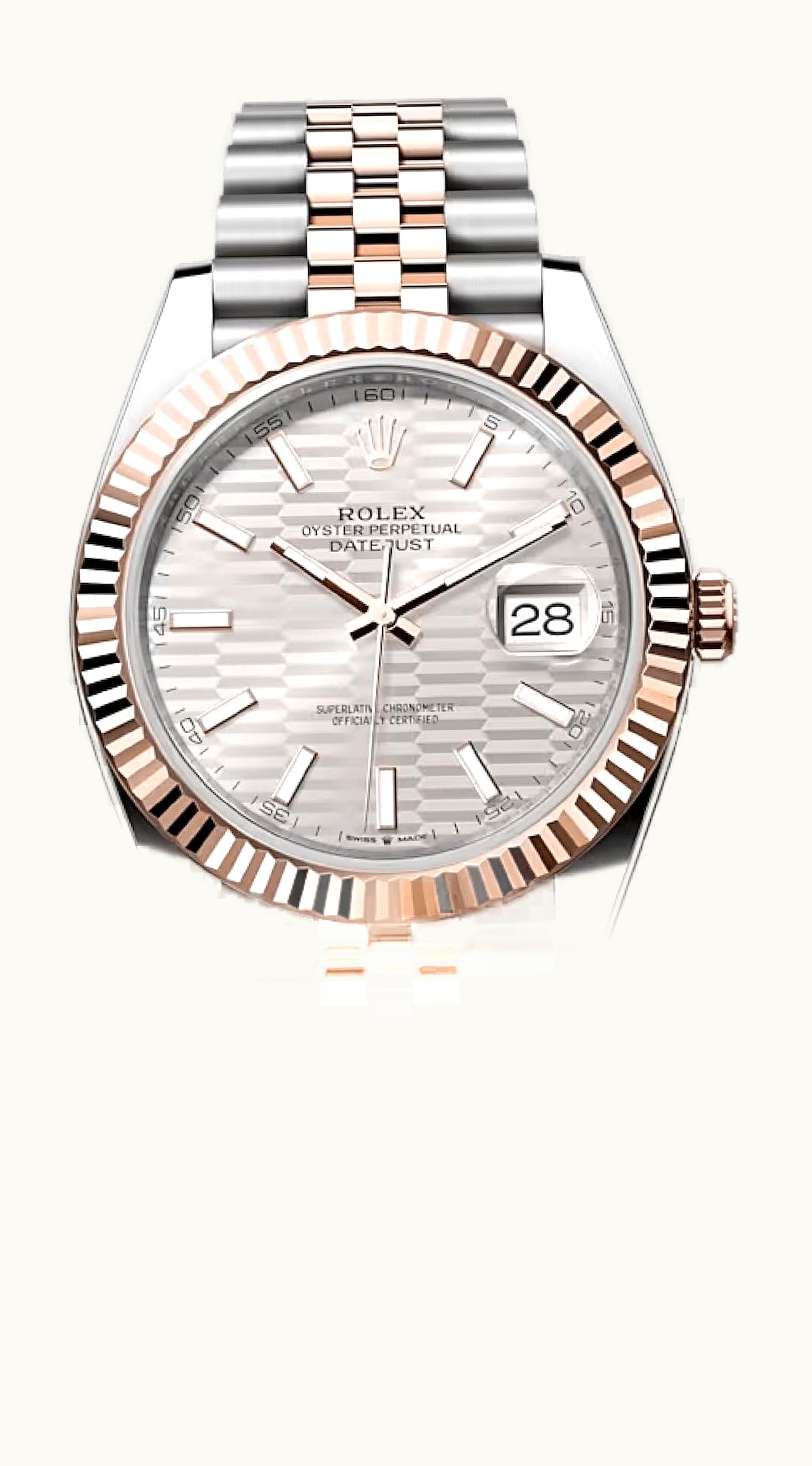 Rolex Datejust 41 Rolesor Everose - Fluted / Jubilee / Silver - Fluted