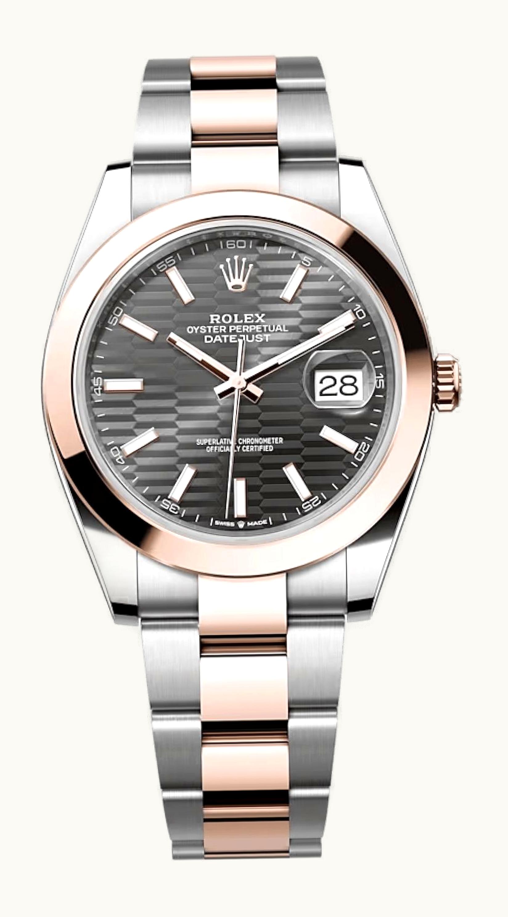 Rolex Datejust 41 Rolesor Everose - Smooth / Oyster / Slate - Fluted