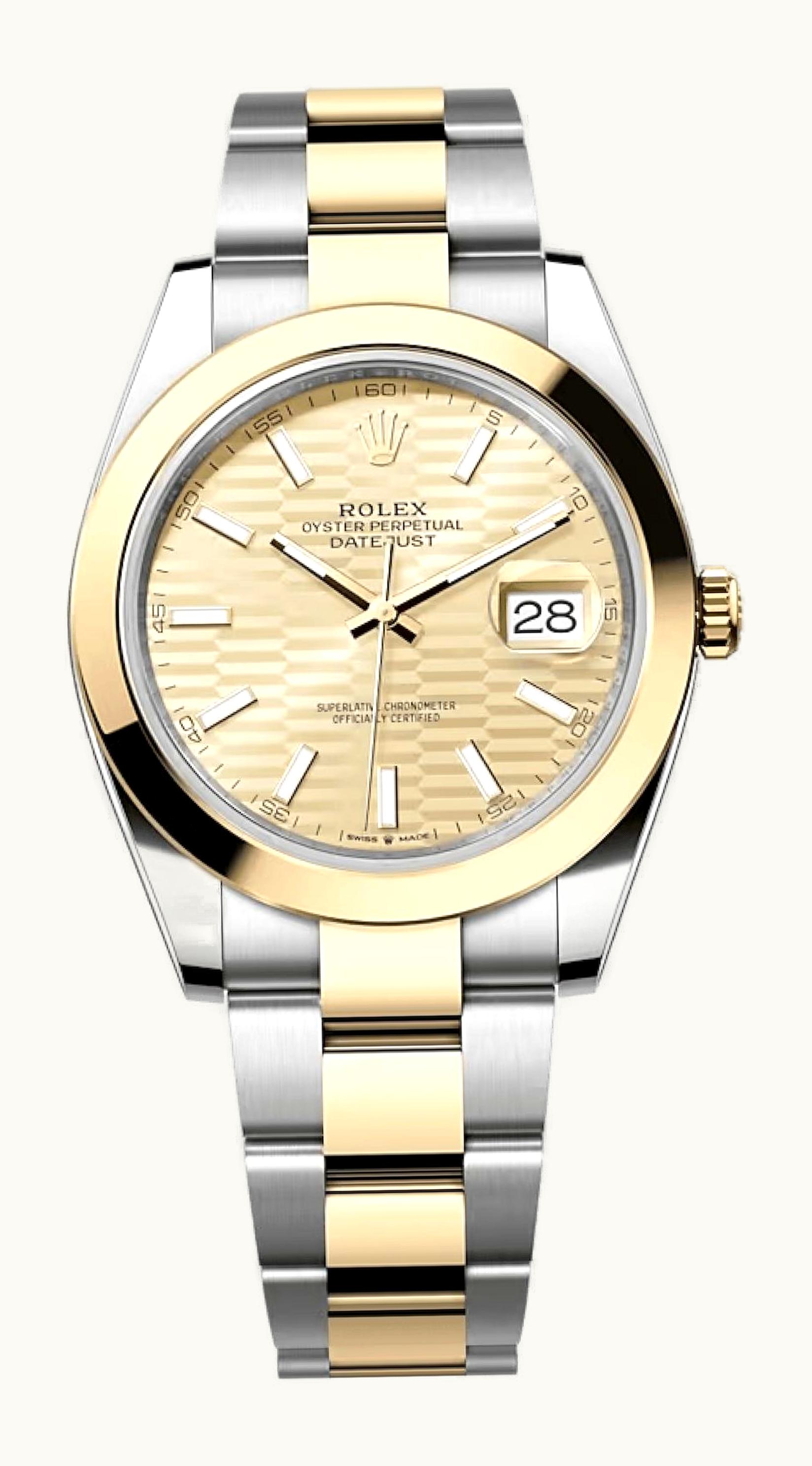 Rolex Datejust 41 Rolesor Yellow Smooth / Oyster / Champagne - Fluted