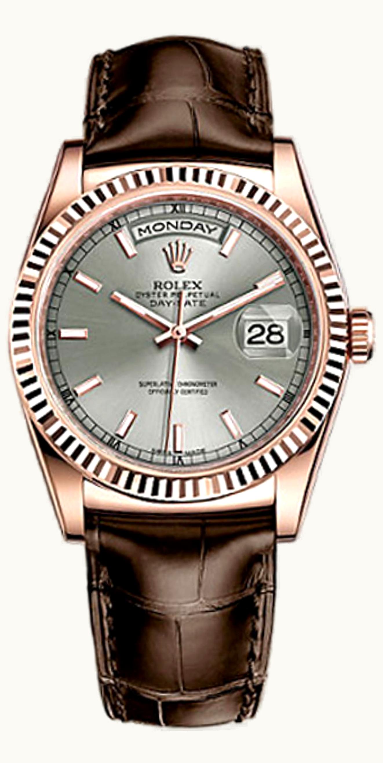 Rolex Day-Date 36 Everose / Strap / Rhodium