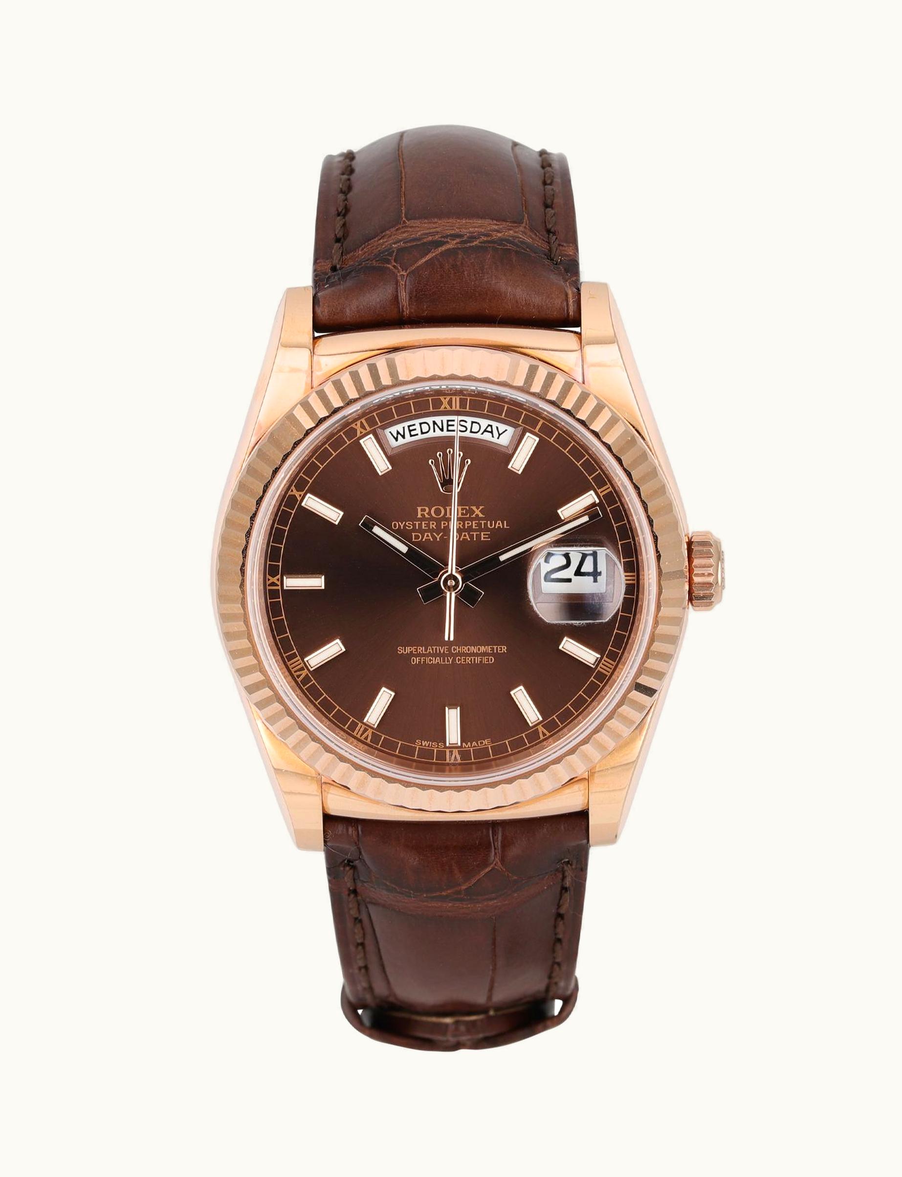 Rolex Day-Date 36 Everose / Strap / Chocolate